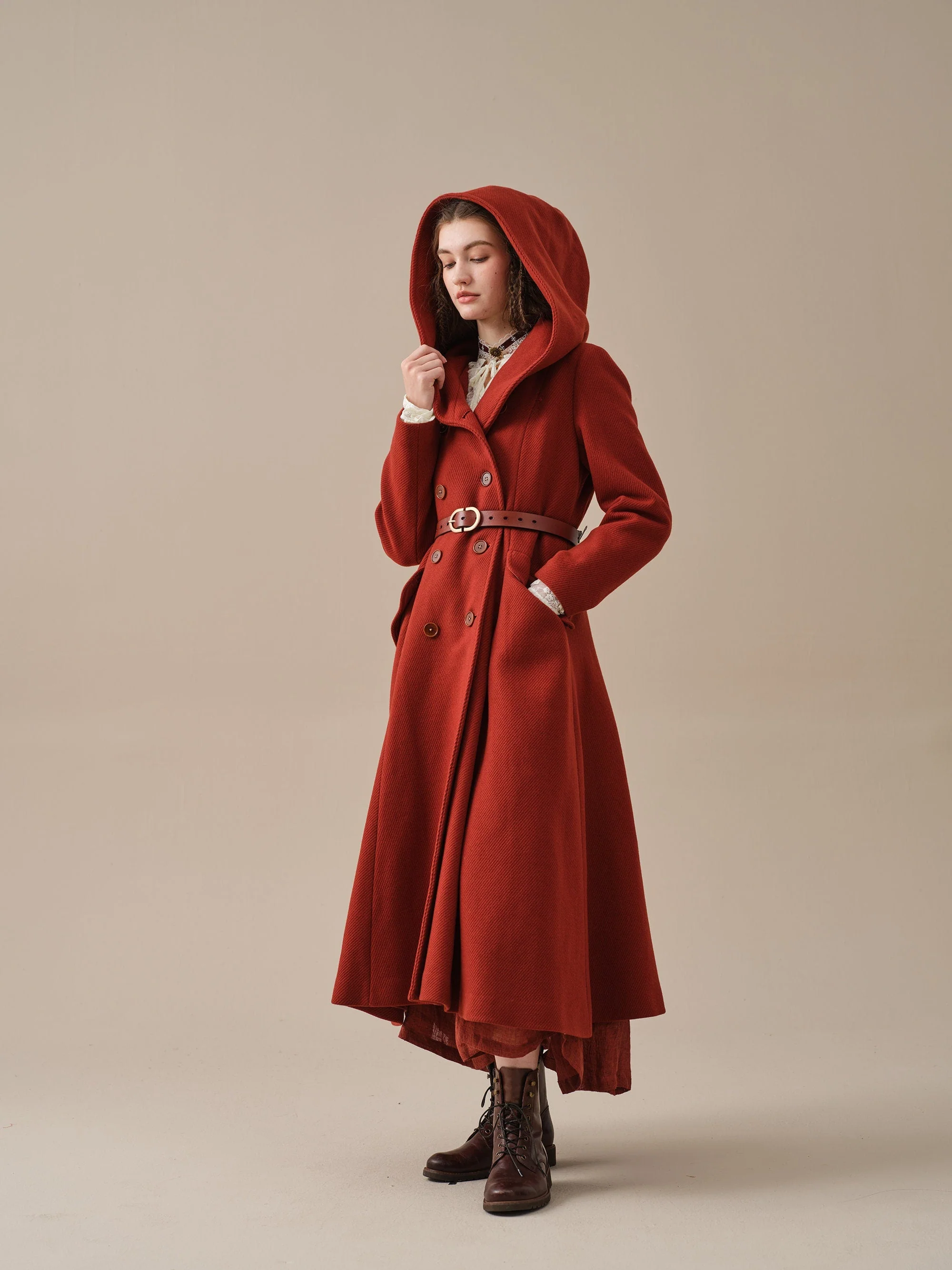 Trista 24 | 100% twill wool hooded coat - Image 9