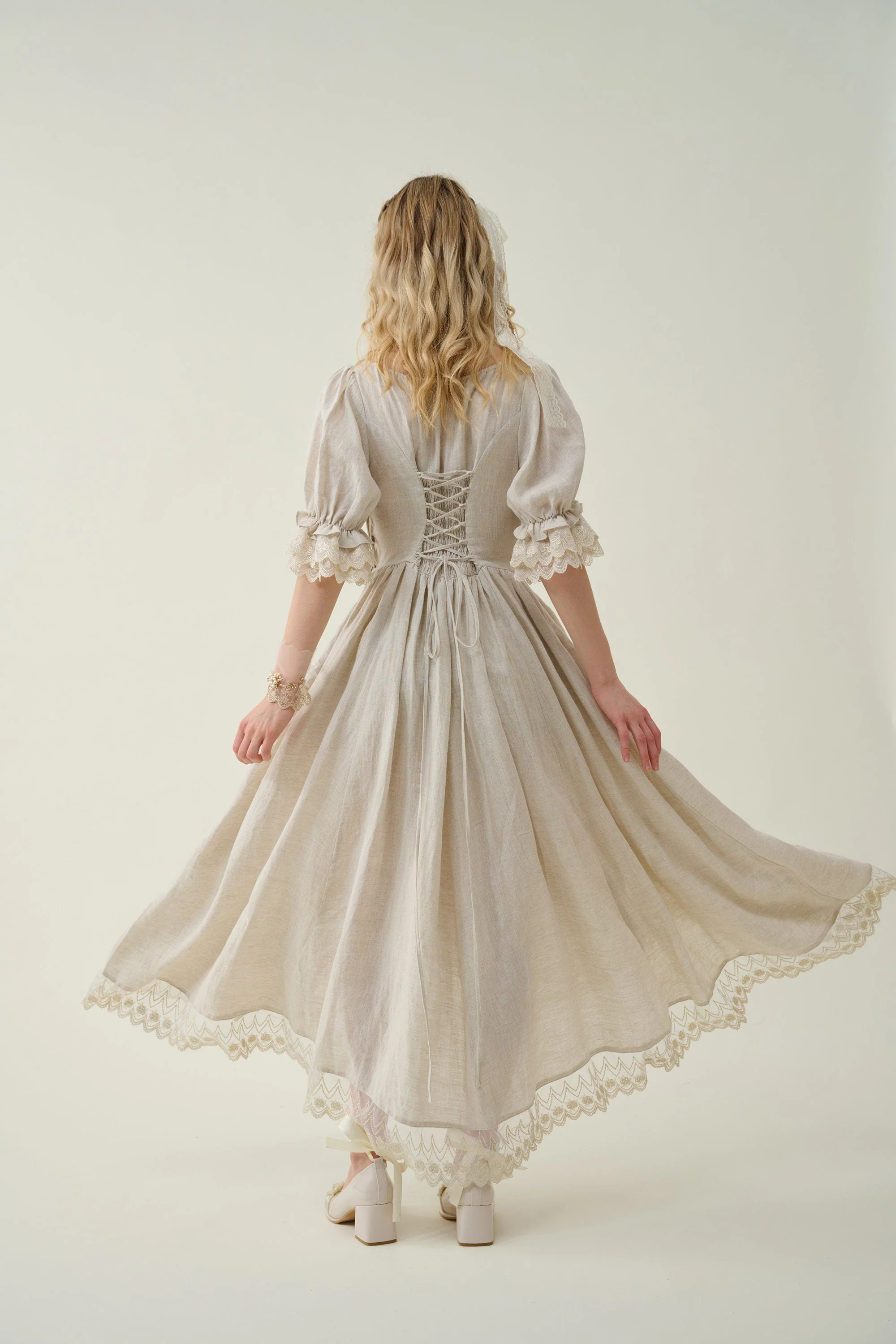 Elowen 27 | Lace Linen dress gown ( 2 way to wear ) - Image 11