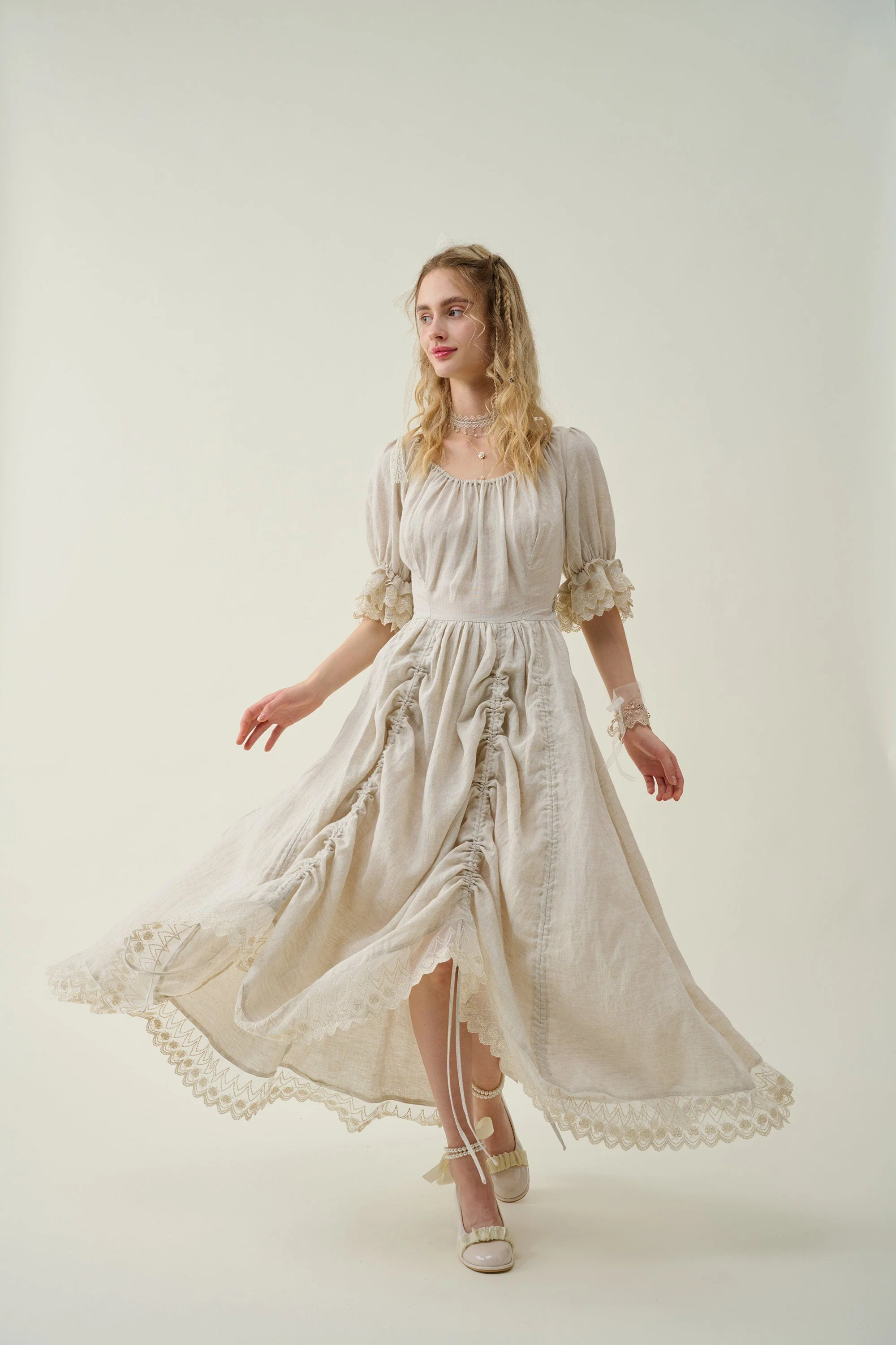 Elowen 27 | Lace Linen dress gown ( 2 way to wear ) - Image 12