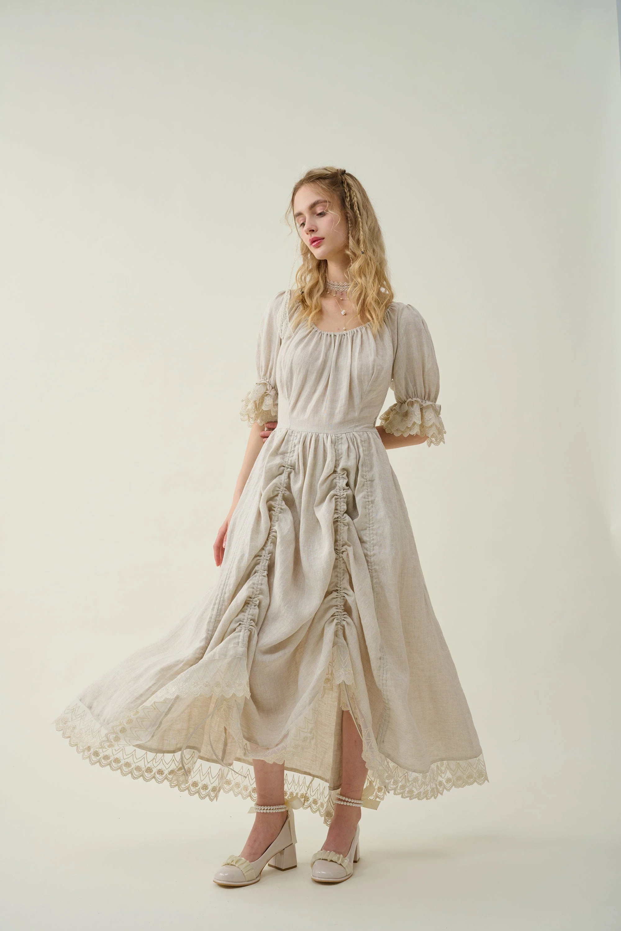 Elowen 27 | Lace Linen dress gown ( 2 way to wear ) - Image 13