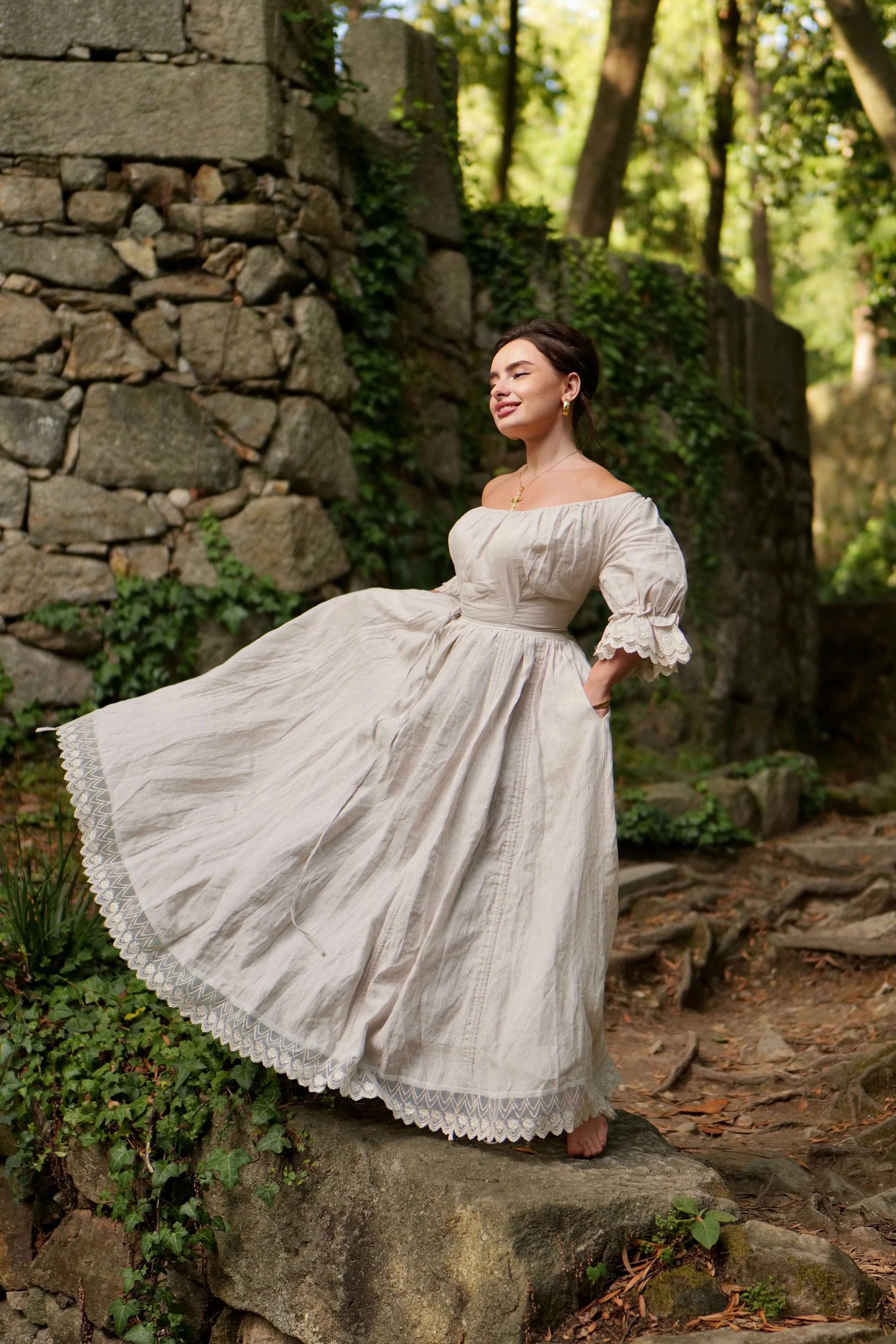 Elowen 27 | Lace Linen dress gown ( 2 way to wear ) - Image 26