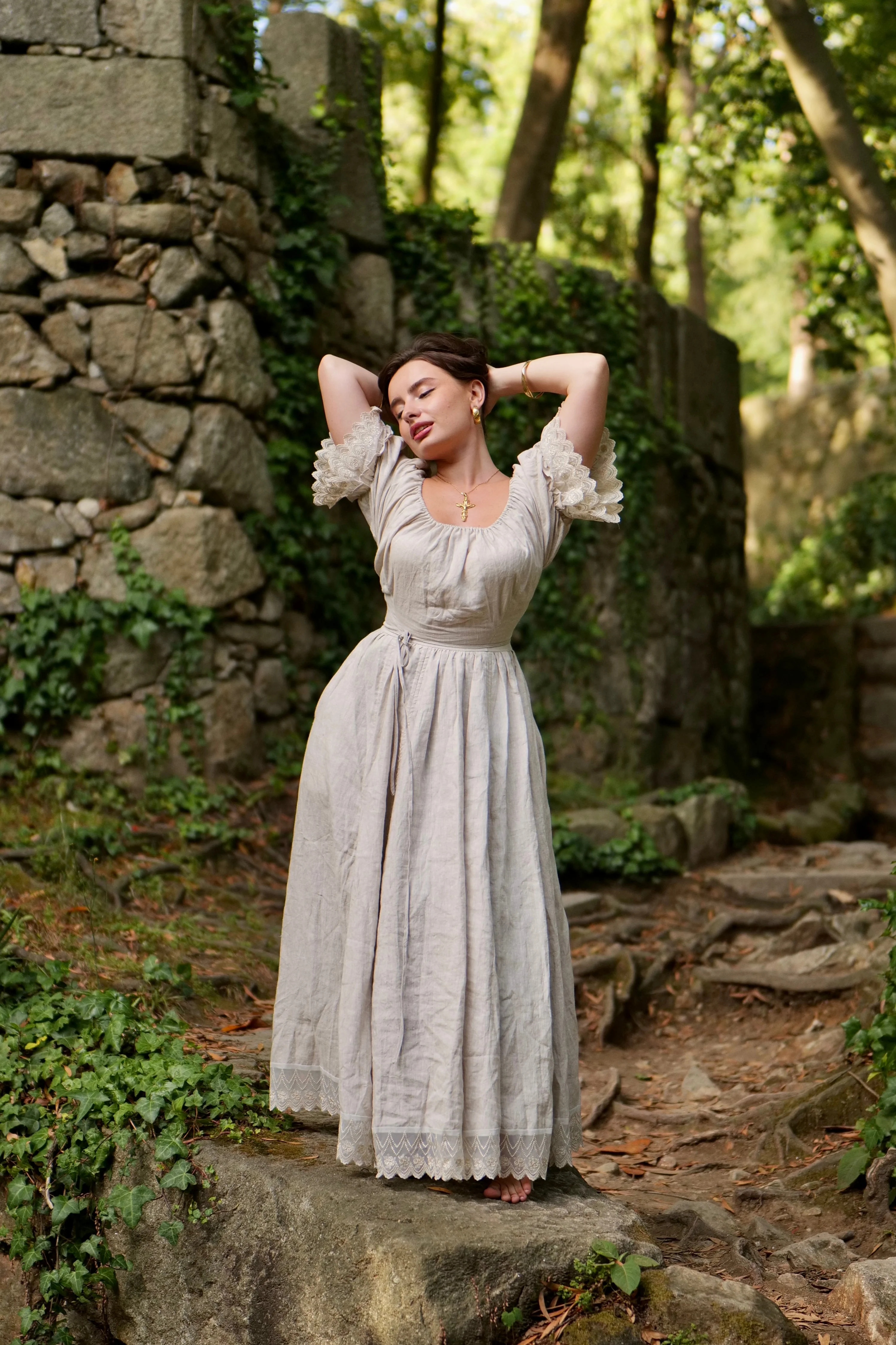 Elowen 27 | Lace Linen dress gown ( 2 way to wear ) - Image 27