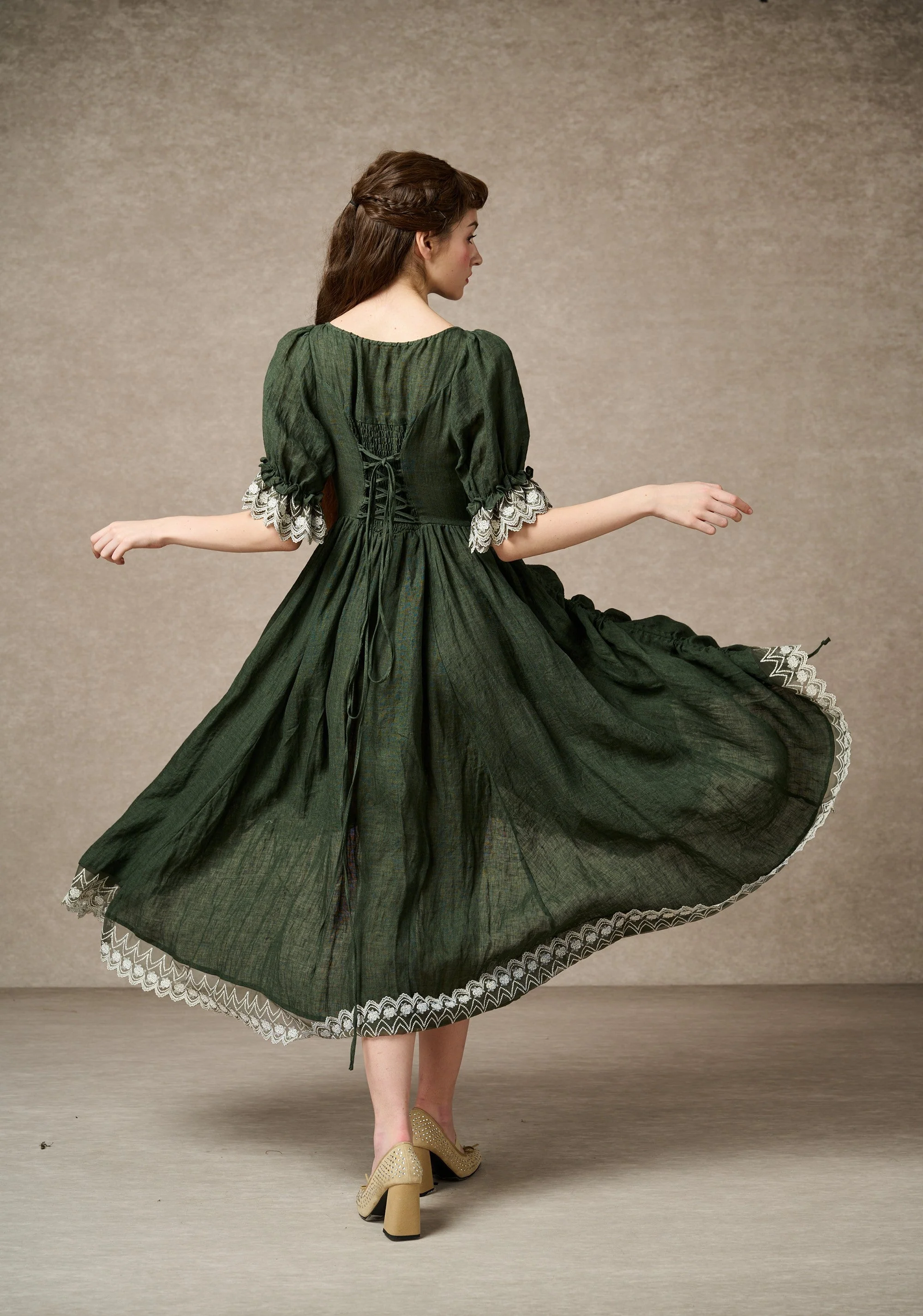 Elowen 27 | Lace Linen dress gown ( 2 way to wear ) - Image 10
