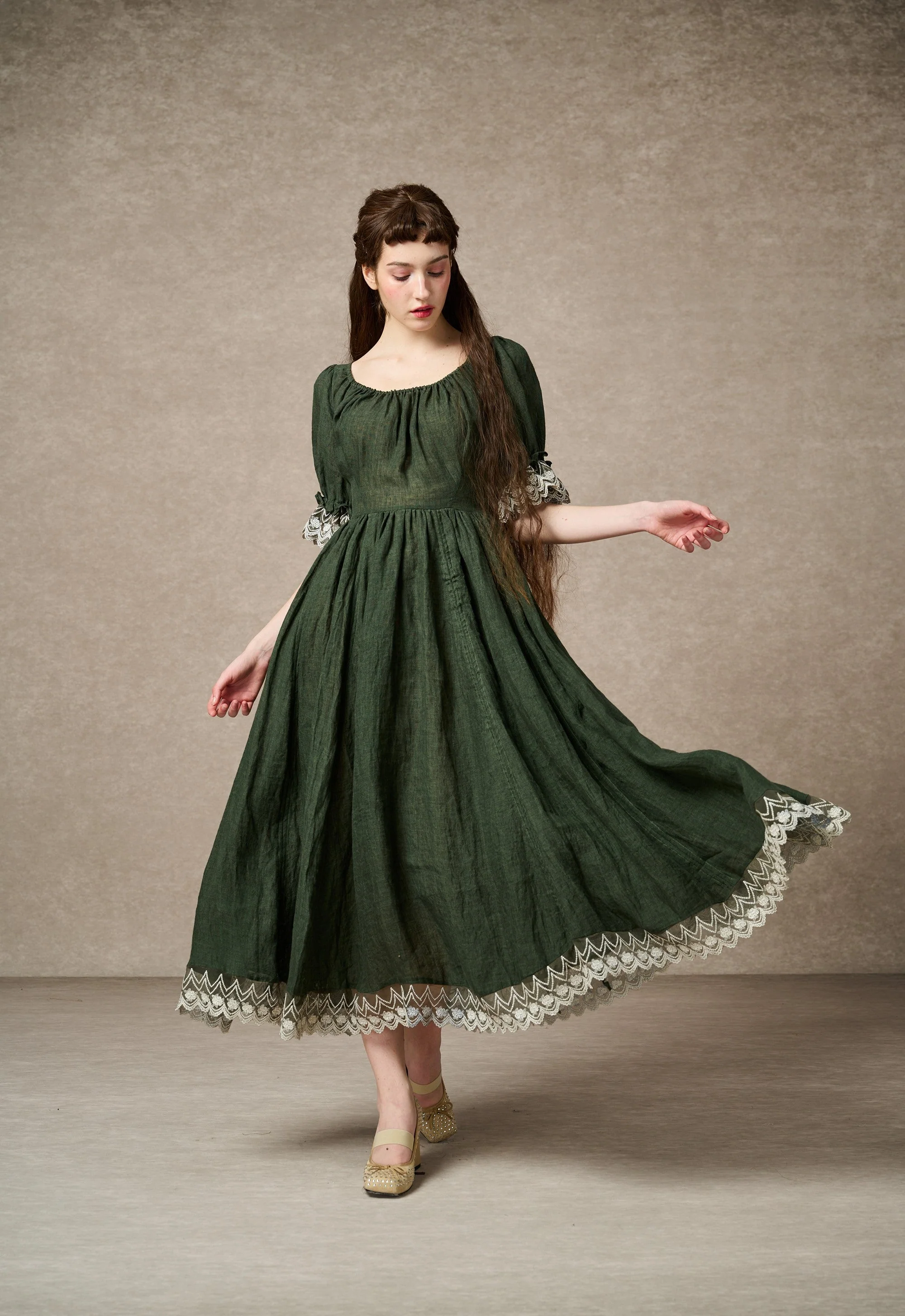 Elowen 27 | Lace Linen dress gown ( 2 way to wear ) - Image 12