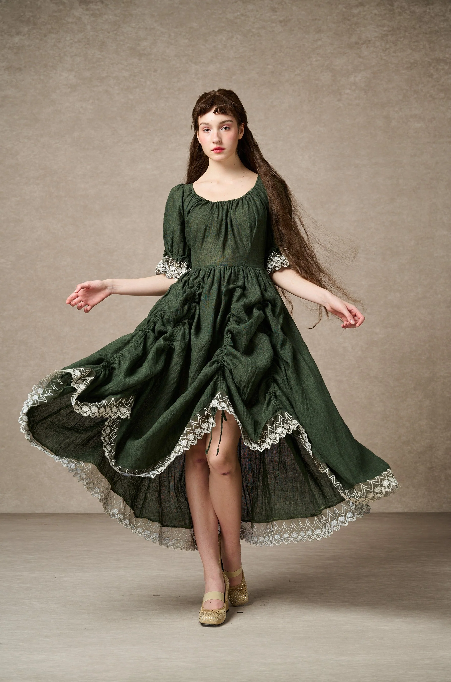 Elowen 27 | Lace Linen dress gown ( 2 way to wear ) - Image 13