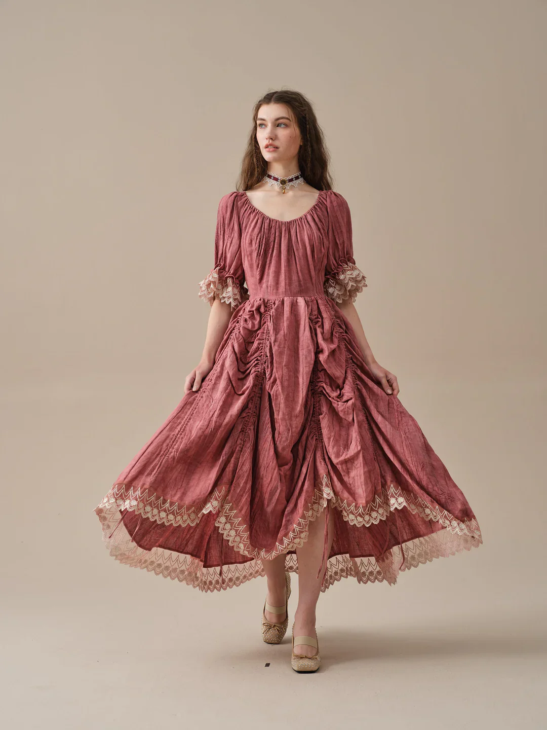 Elowen 27 | Lace Linen dress gown ( 2 way to wear ) - Image 19