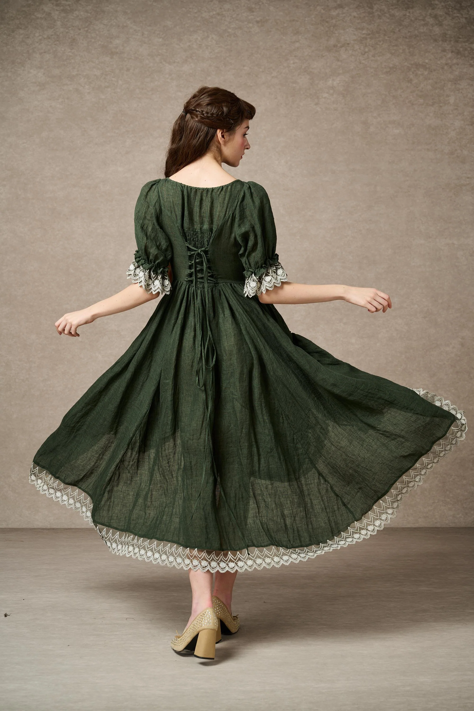 Elowen 27 | Lace Linen dress gown ( 2 way to wear ) - Image 3