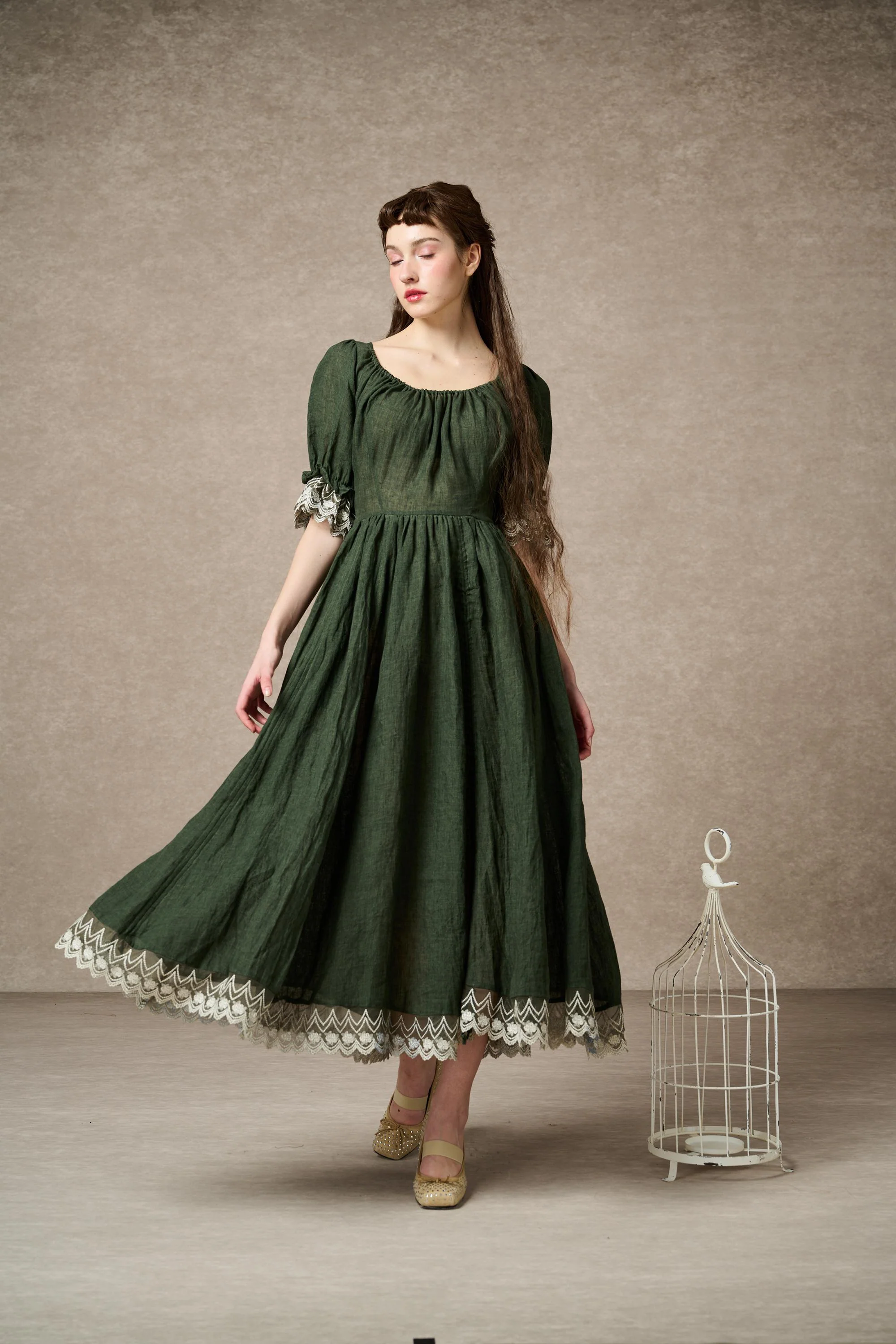 Elowen 27 | Lace Linen dress gown ( 2 way to wear ) - Image 7