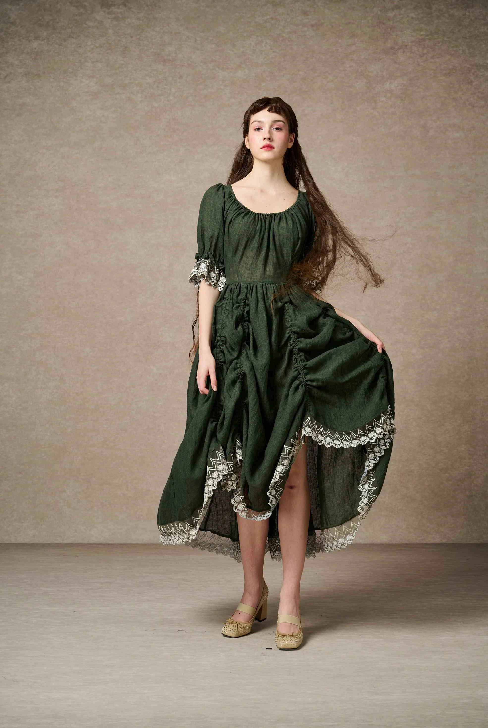 Elowen 27 | Lace Linen dress gown ( 2 way to wear ) - Image 8