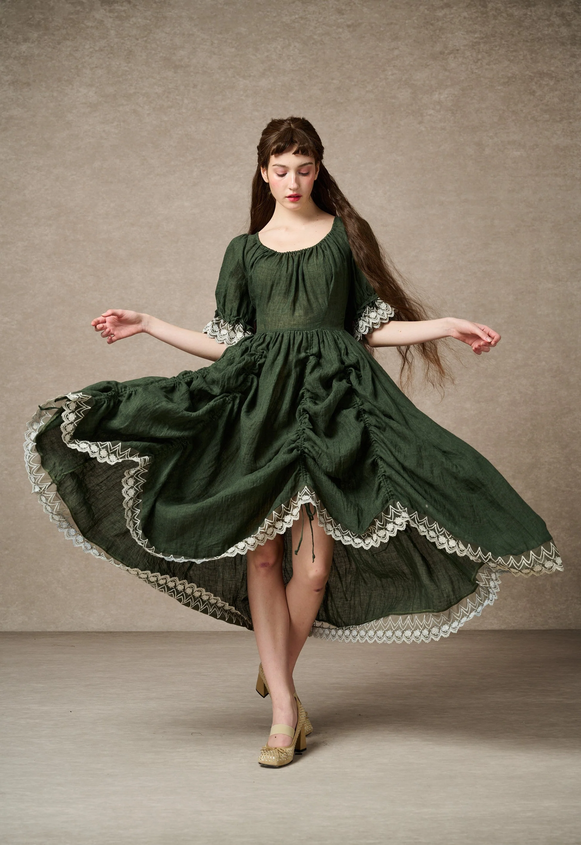 Elowen 27 | Lace Linen dress gown ( 2 way to wear ) - Image 9