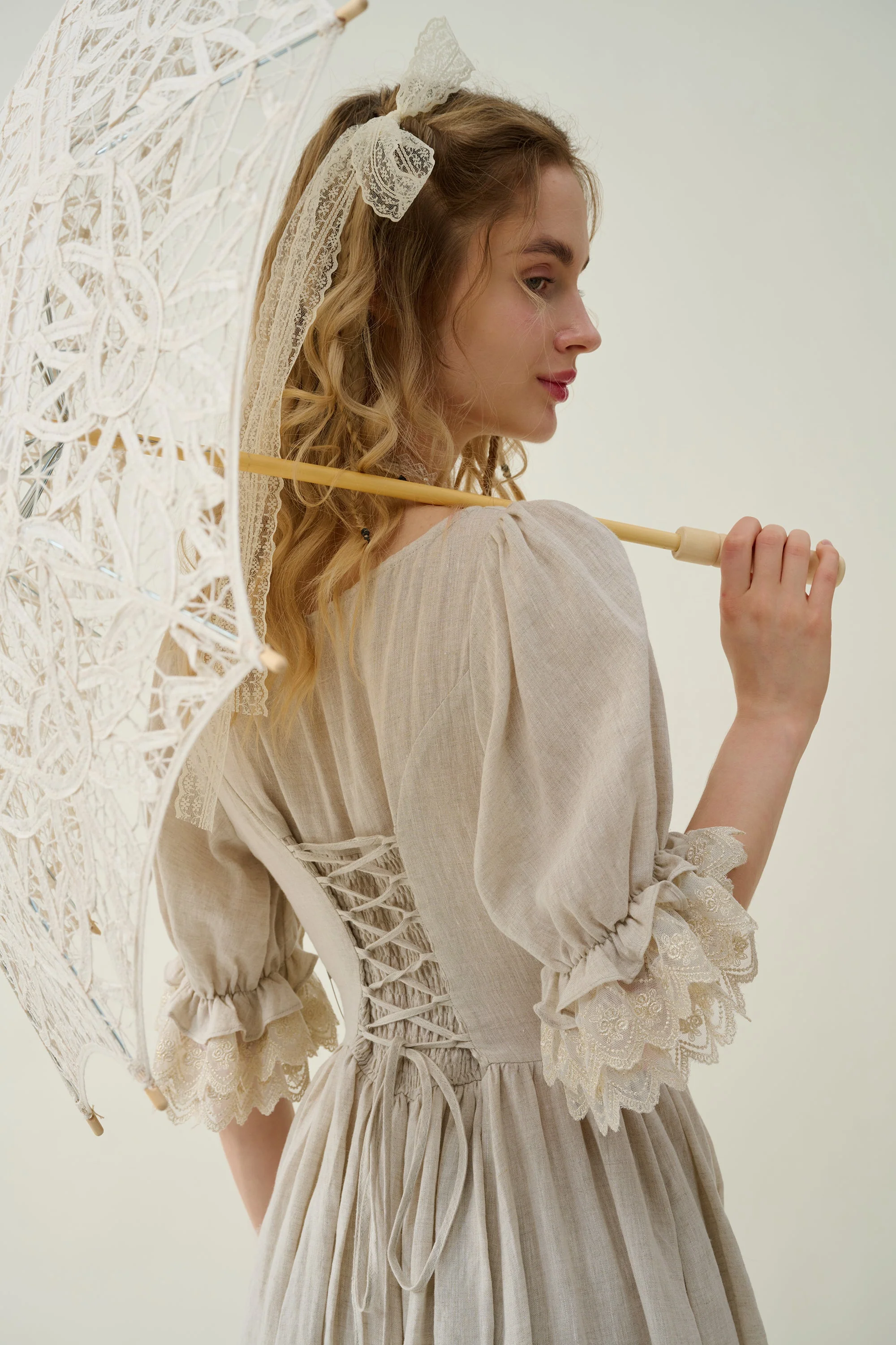 Elowen 27 | Lace Linen dress gown ( 2 way to wear ) - Image 14