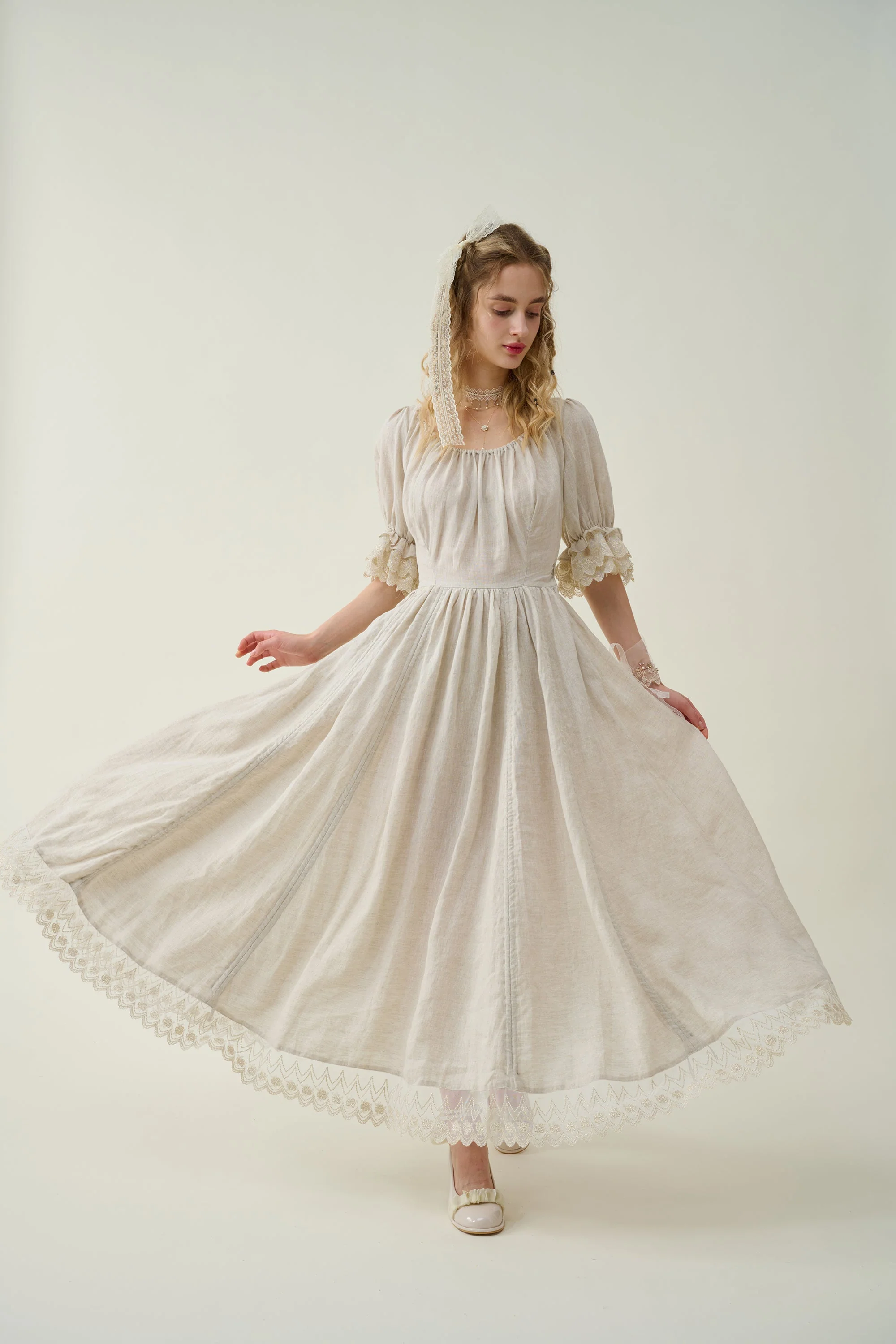 Elowen 27 | Lace Linen dress gown ( 2 way to wear ) - Image 16