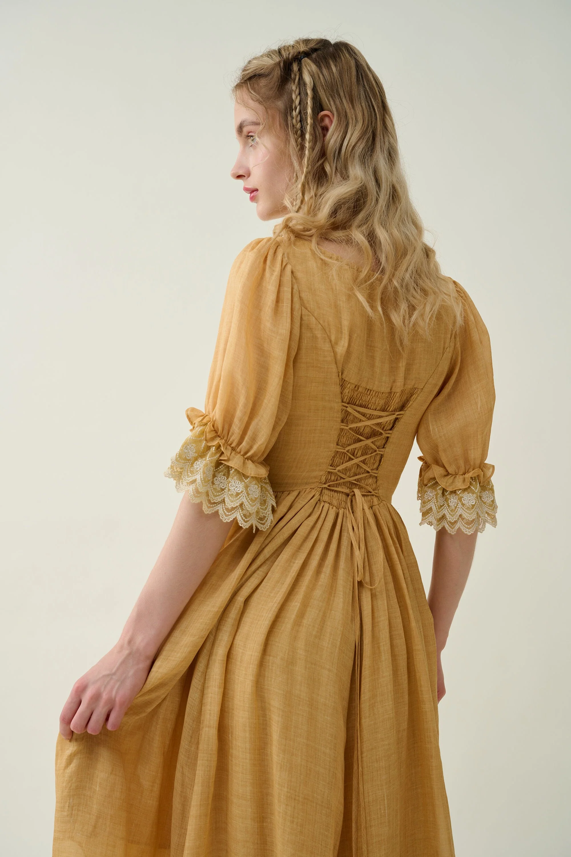 Elowen 27 | Lace Linen dress gown ( 2 way to wear ) - Image 8