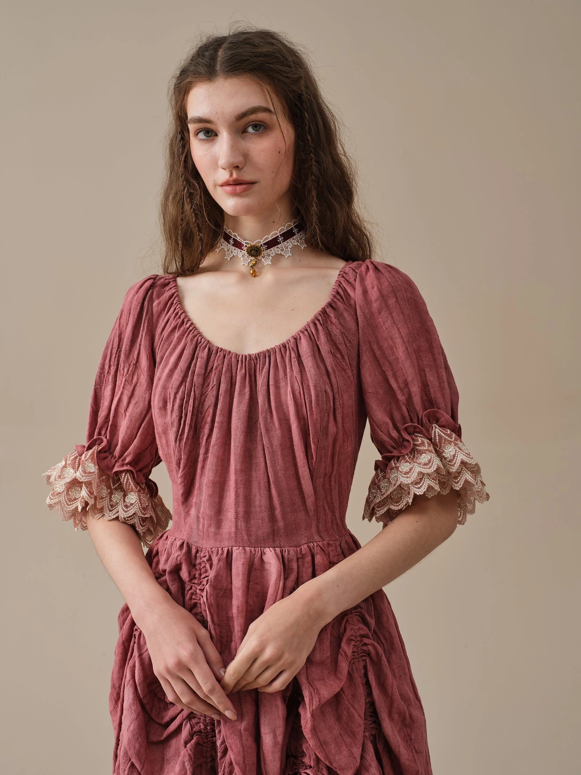 Elowen 27 | Lace Linen dress gown ( 2 way to wear ) - Image 24