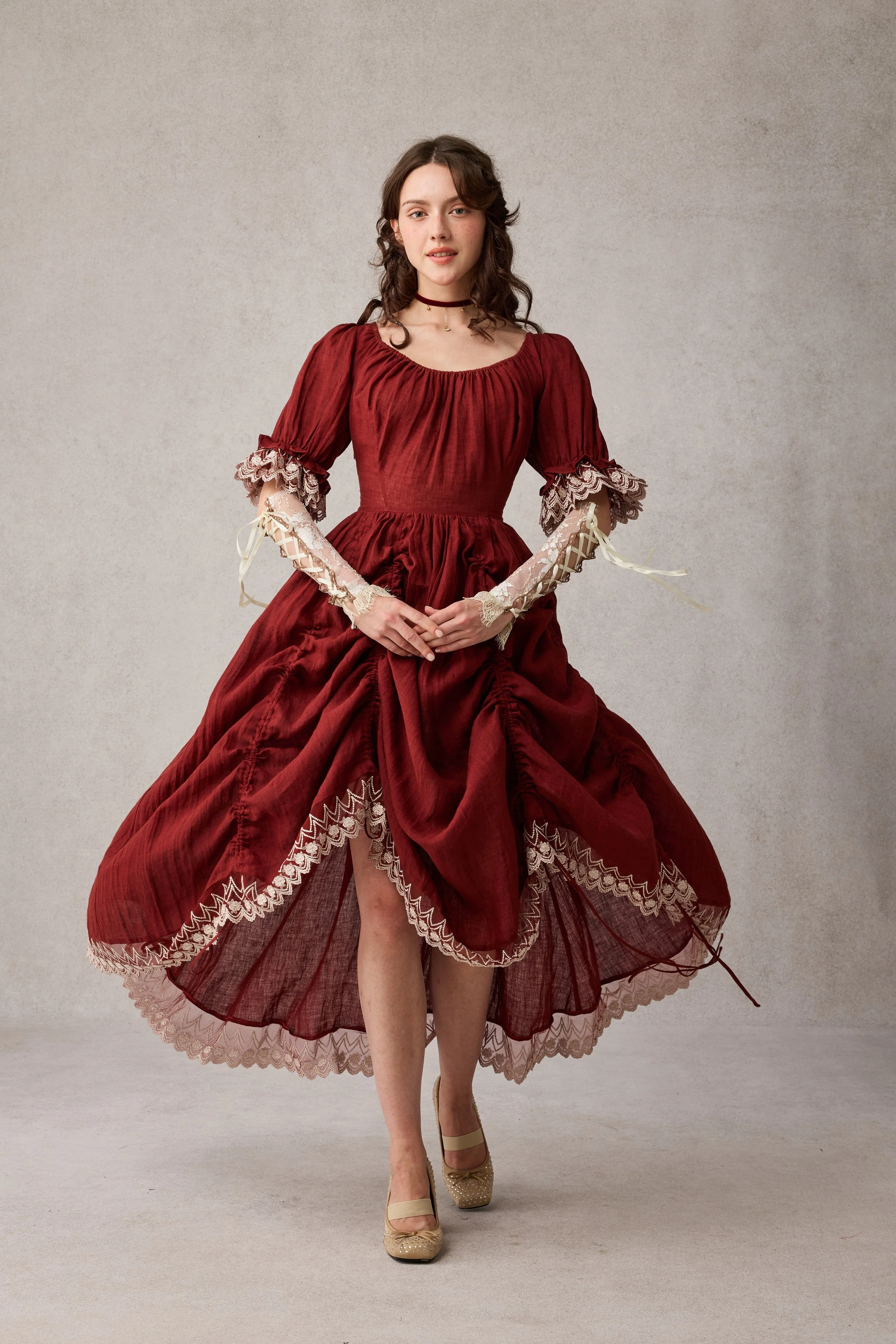 Elowen 27 | Lace Linen dress gown ( 2 way to wear ) - Image 25