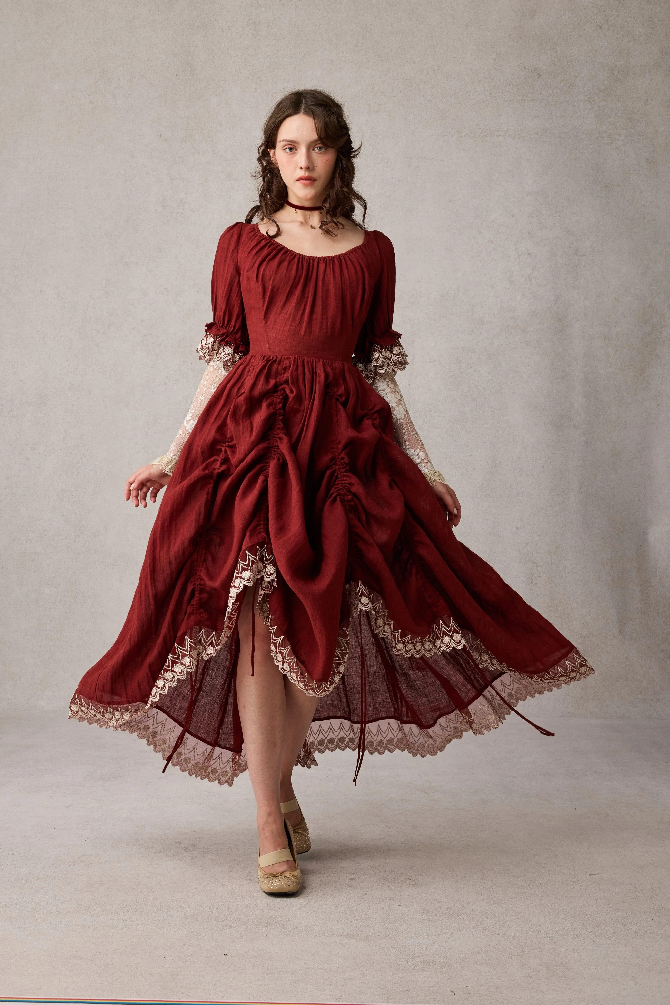 Elowen 27 | Lace Linen dress gown ( 2 way to wear ) - Image 36