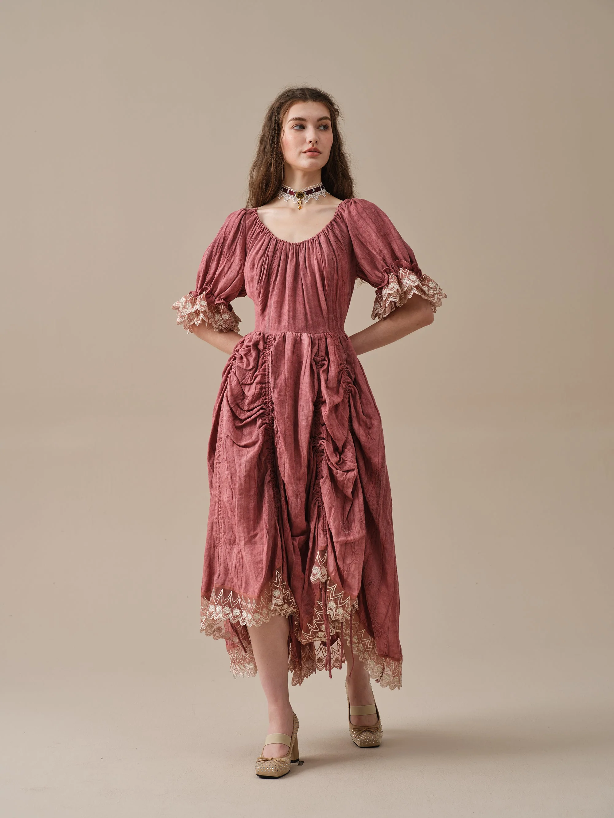 Elowen 27 | Lace Linen dress gown ( 2 way to wear ) - Image 17