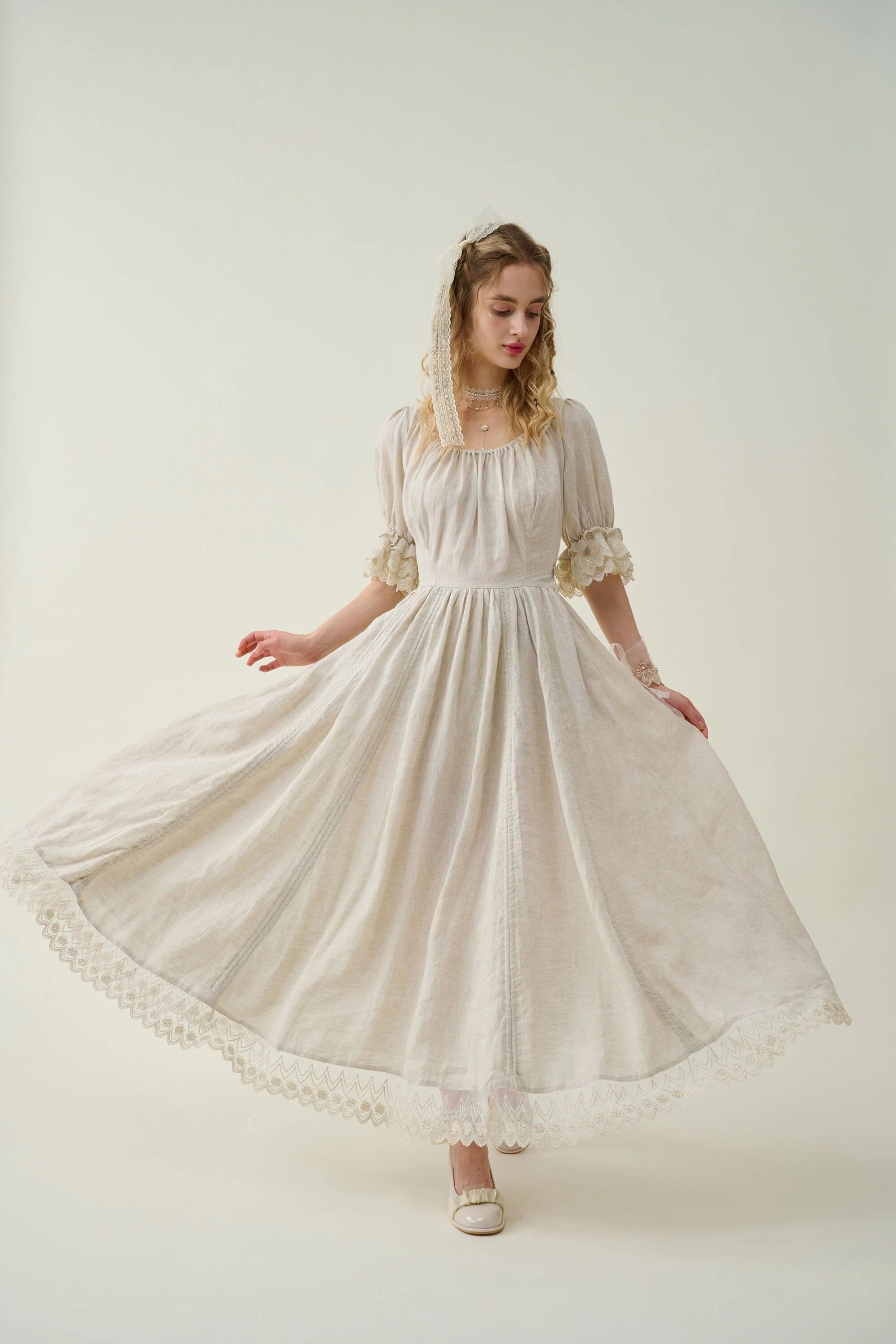 Elowen 27 | Lace Linen dress gown ( 2 way to wear ) - Image 21
