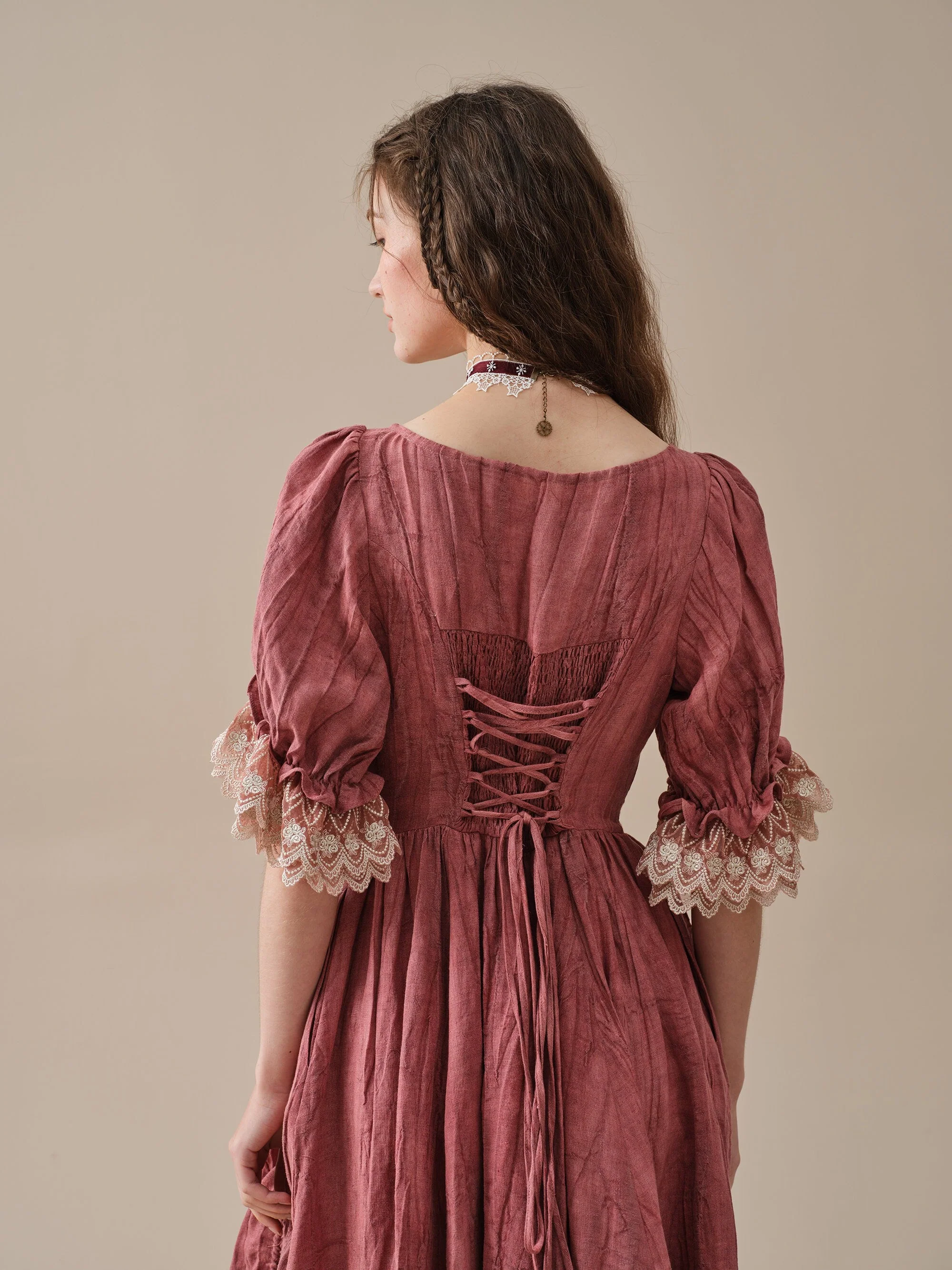 Elowen 27 | Lace Linen dress gown ( 2 way to wear ) - Image 4