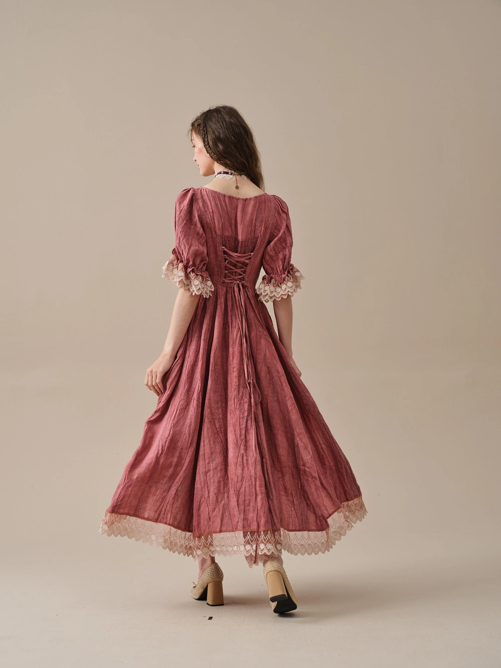 Elowen 27 | Lace Linen dress gown ( 2 way to wear ) - Image 5