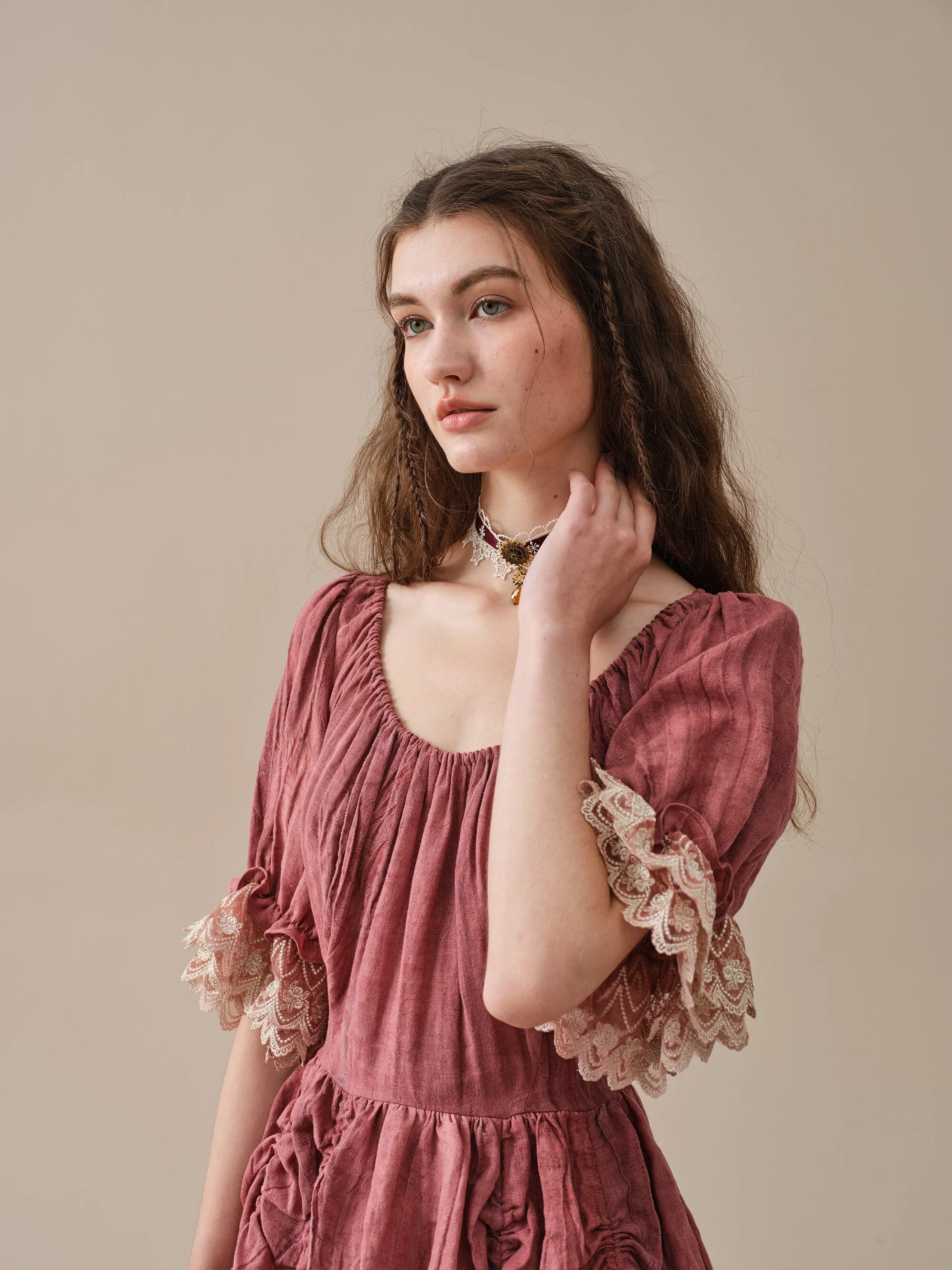 Elowen 27 | Lace Linen dress gown ( 2 way to wear ) - Image 9