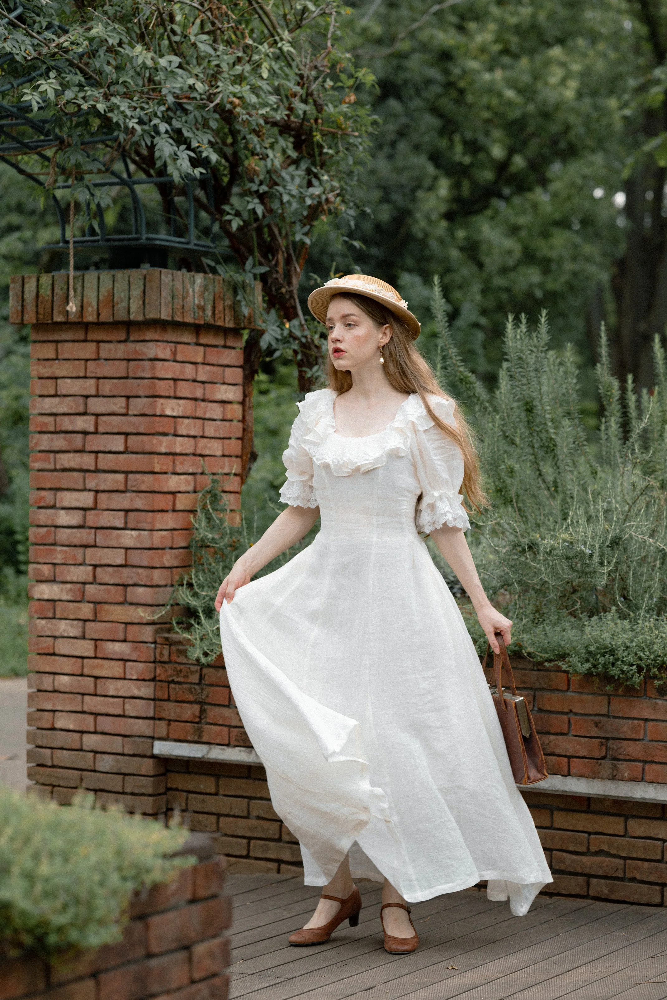 Elysia 15 | Lace-up linen flared dress - Image 14