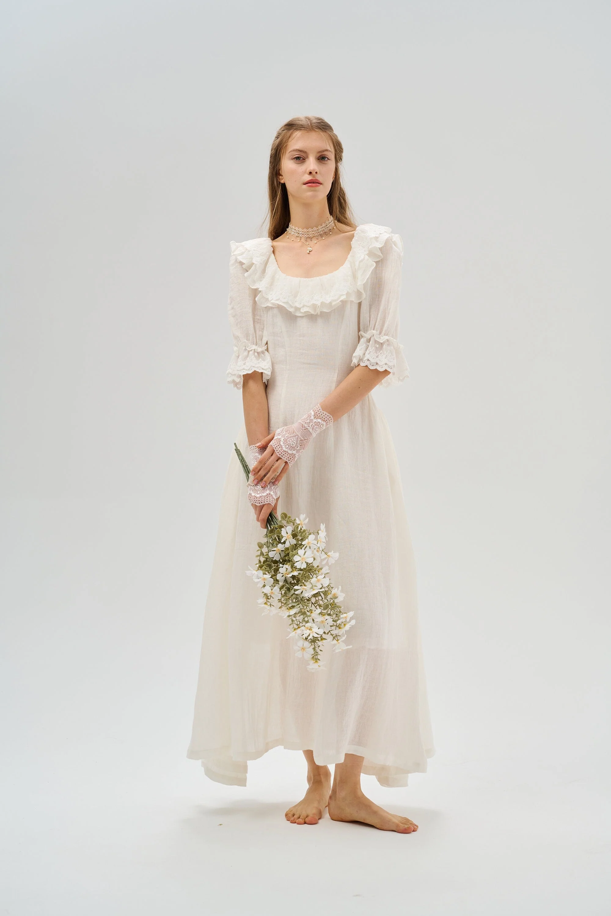 Elysia 15 | Lace-up linen flared dress - Image 17