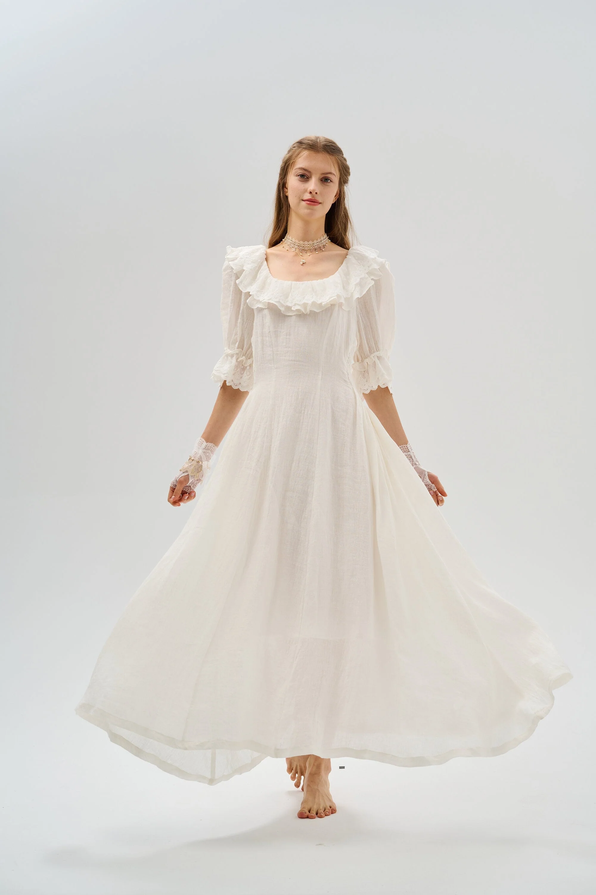 Elysia 15 | Lace-up linen flared dress - Image 19