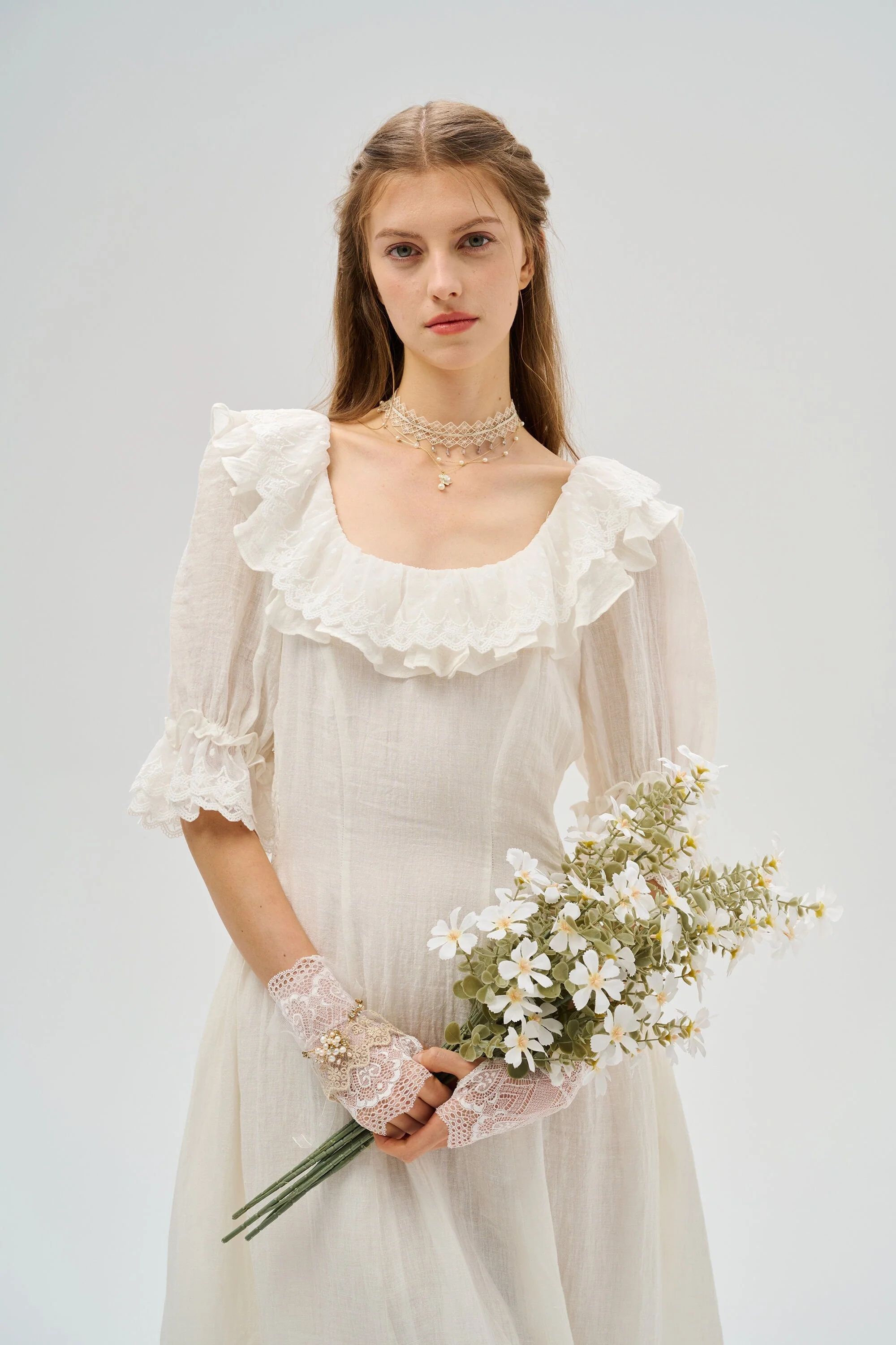 Elysia 15 | Lace-up linen flared dress - Image 20