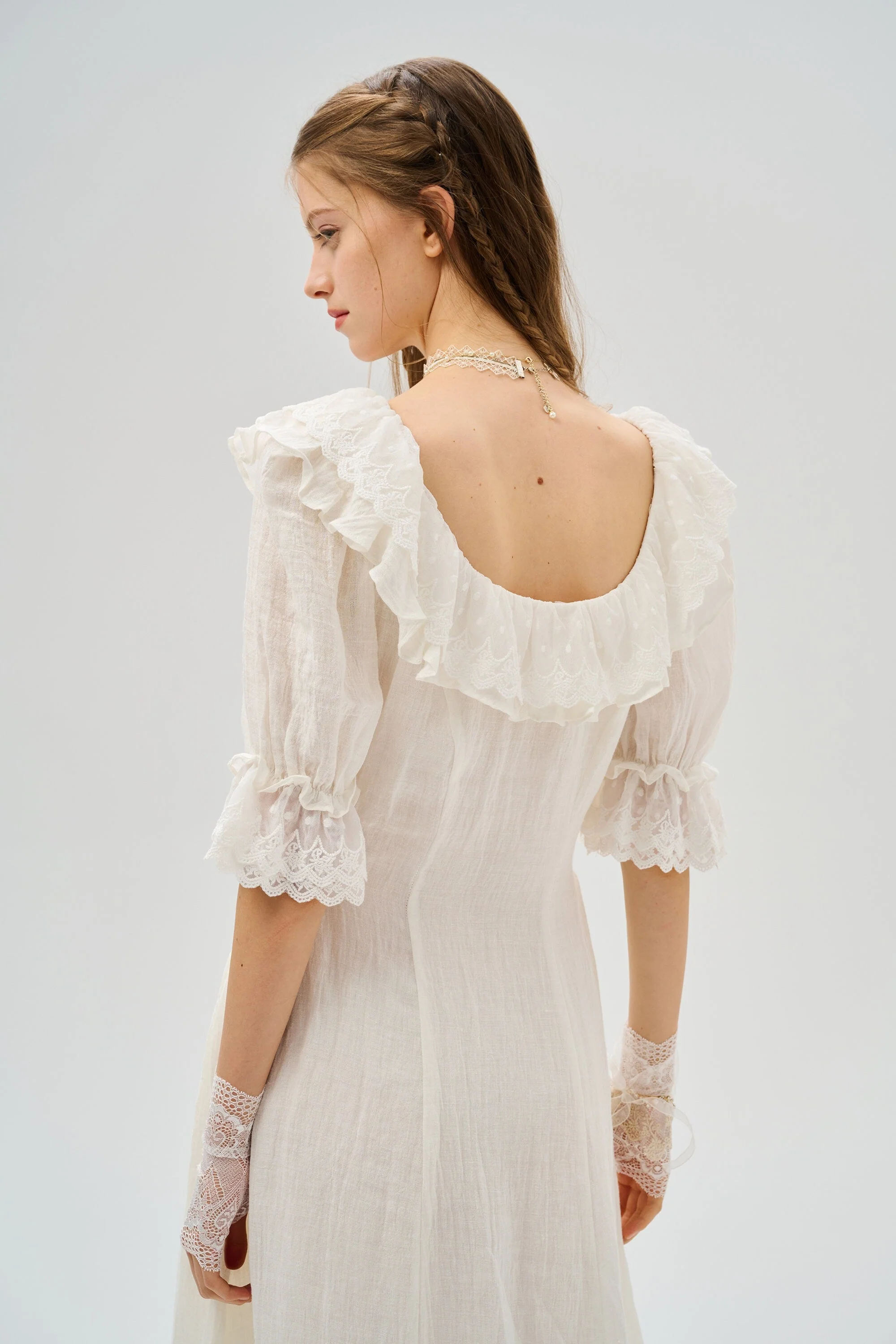 Elysia 15 | Lace-up linen flared dress - Image 21