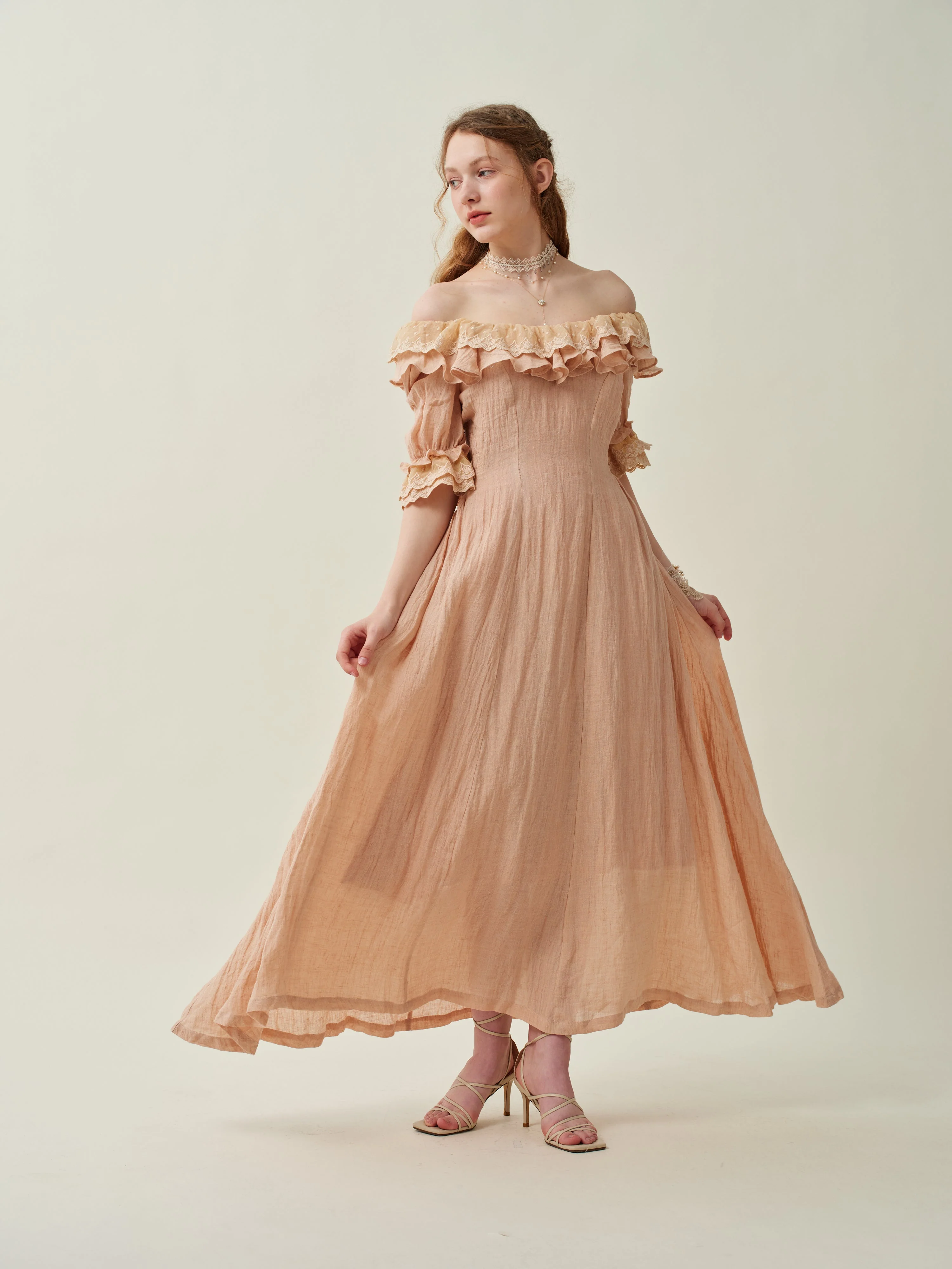 Elysia 15 | Lace-up linen flared dress - Image 22