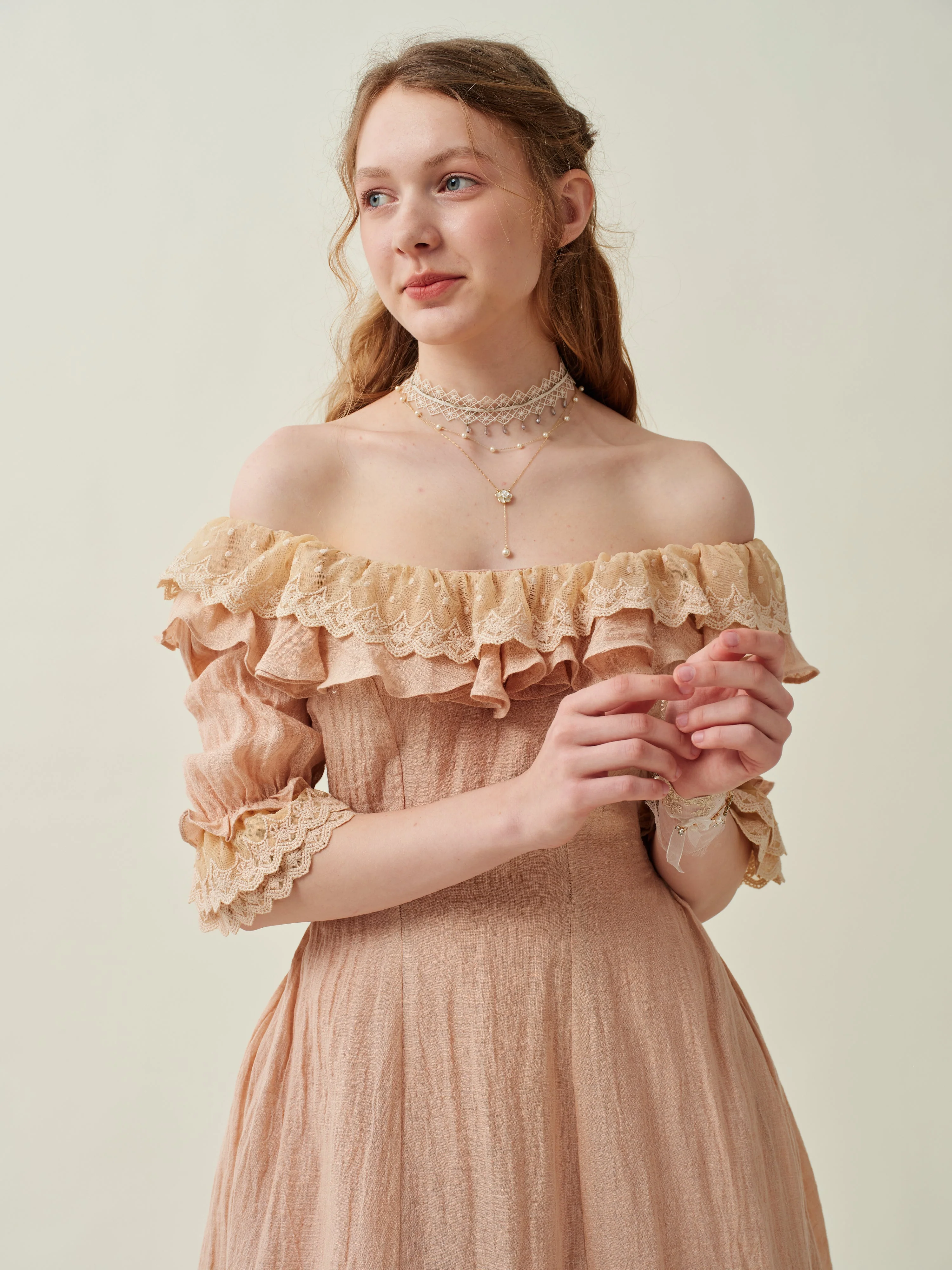 Elysia 15 | Lace-up linen flared dress - Image 23