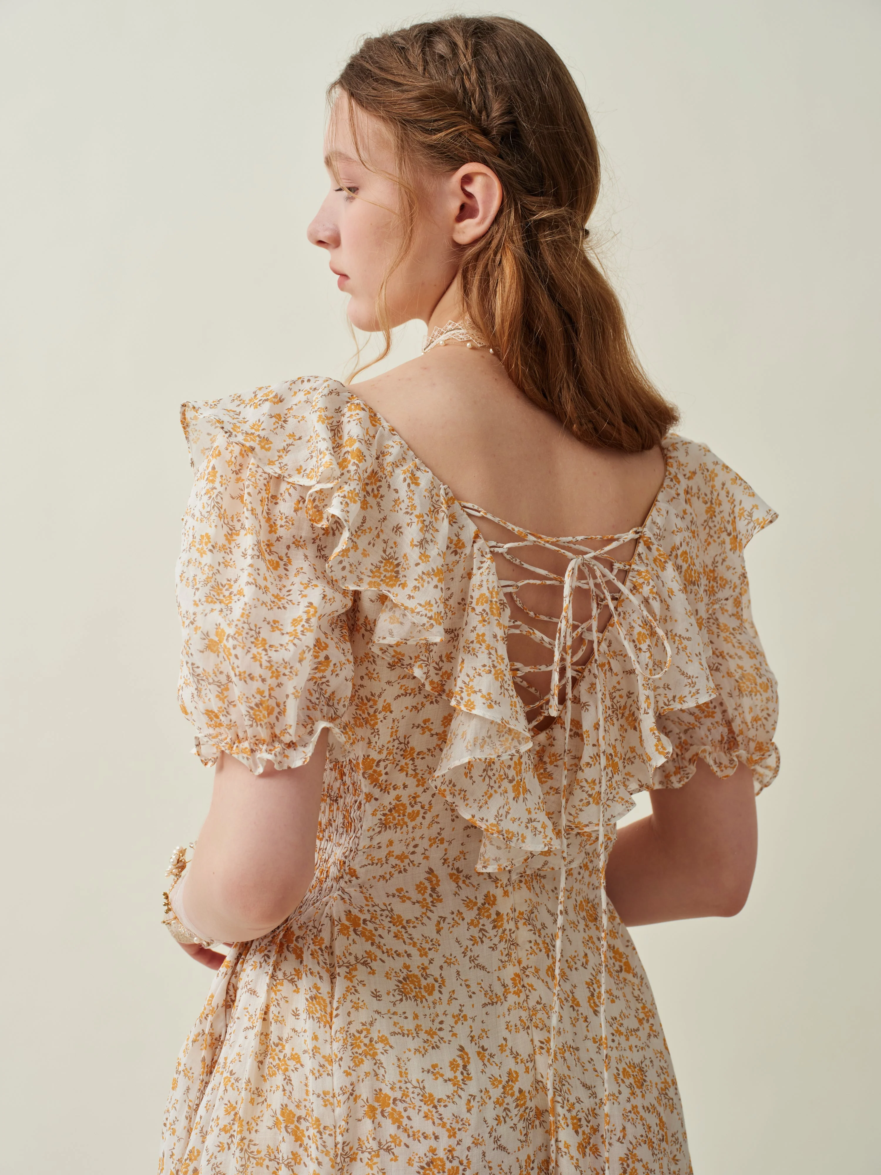 Elysia 15 | Lace-up linen flared dress - Image 32