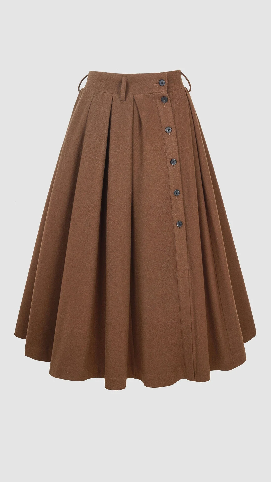 Naomi 33 | buttoned up wool skirt in brown - Image 8