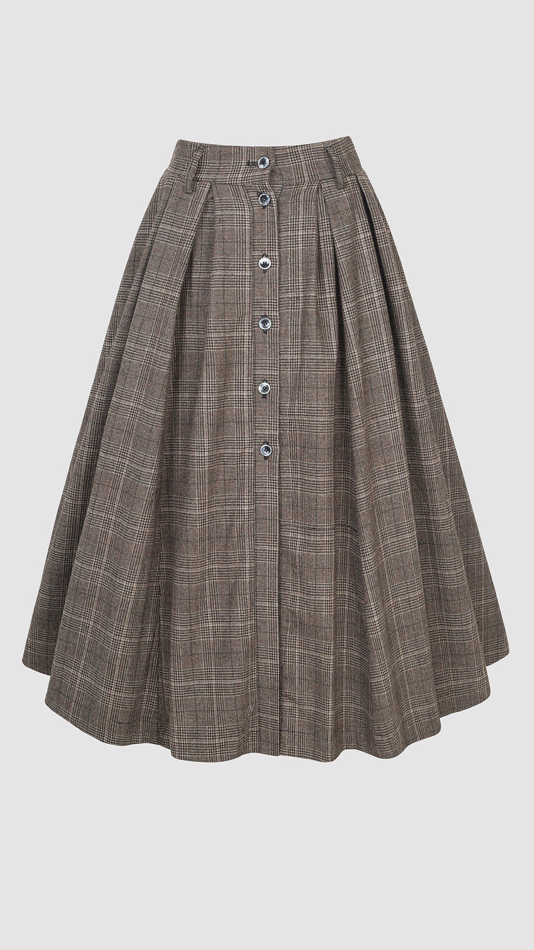 Santal 3 | Retro Plaid Midi Wool Skirt - Image 18