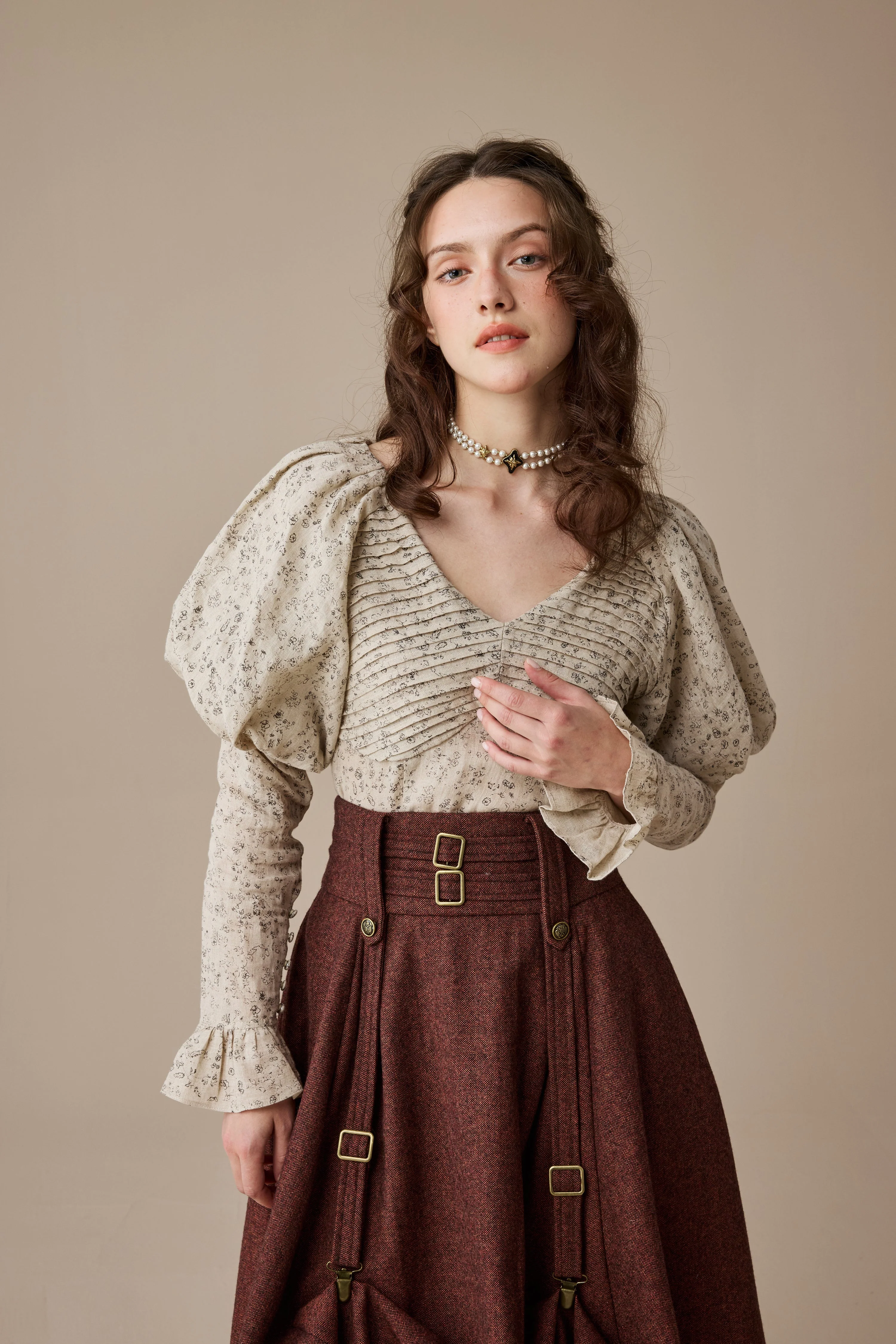 Sonia 33 |pintucked linen blouse - Image 5