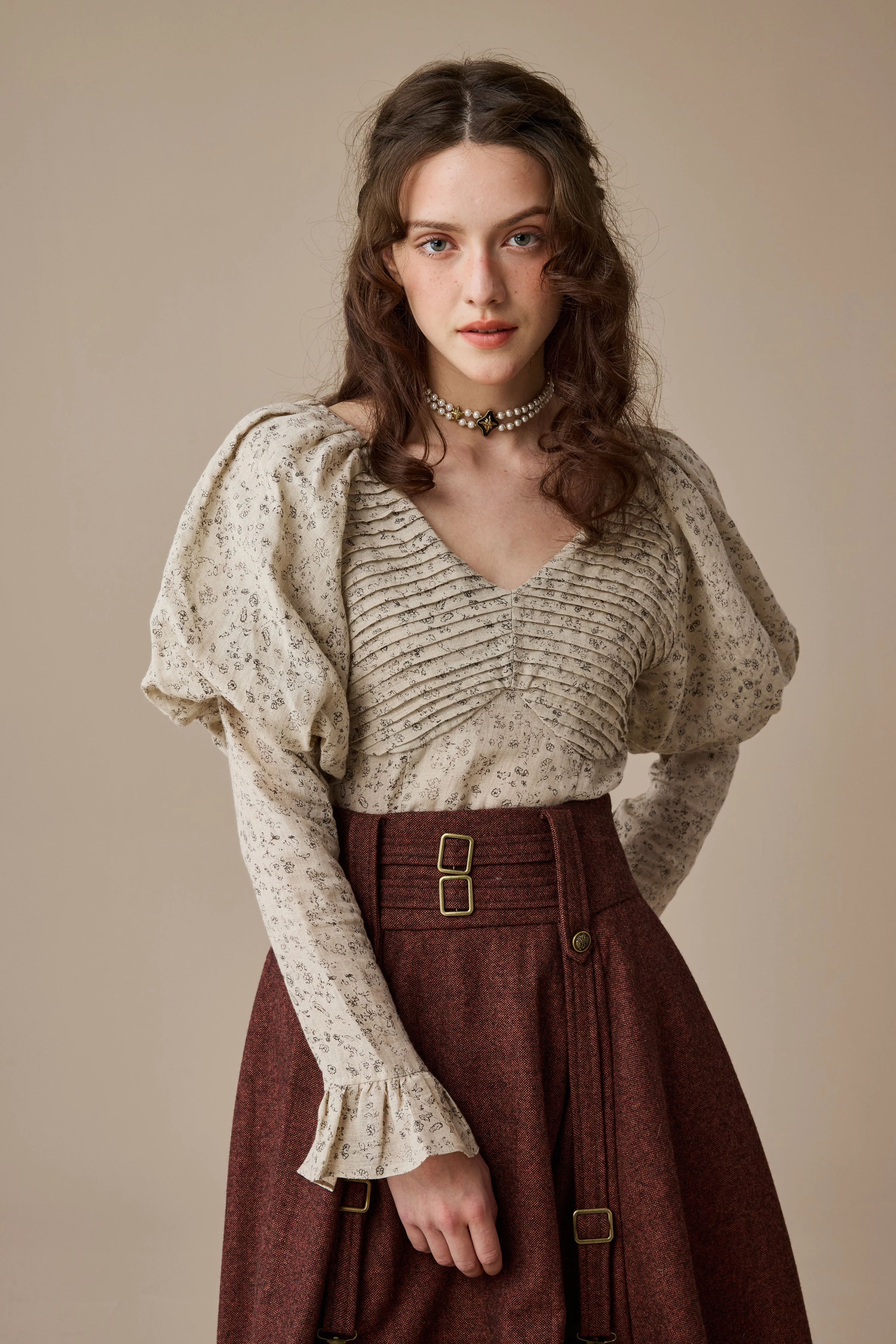 Sonia 33 |pintucked linen blouse - Image 8
