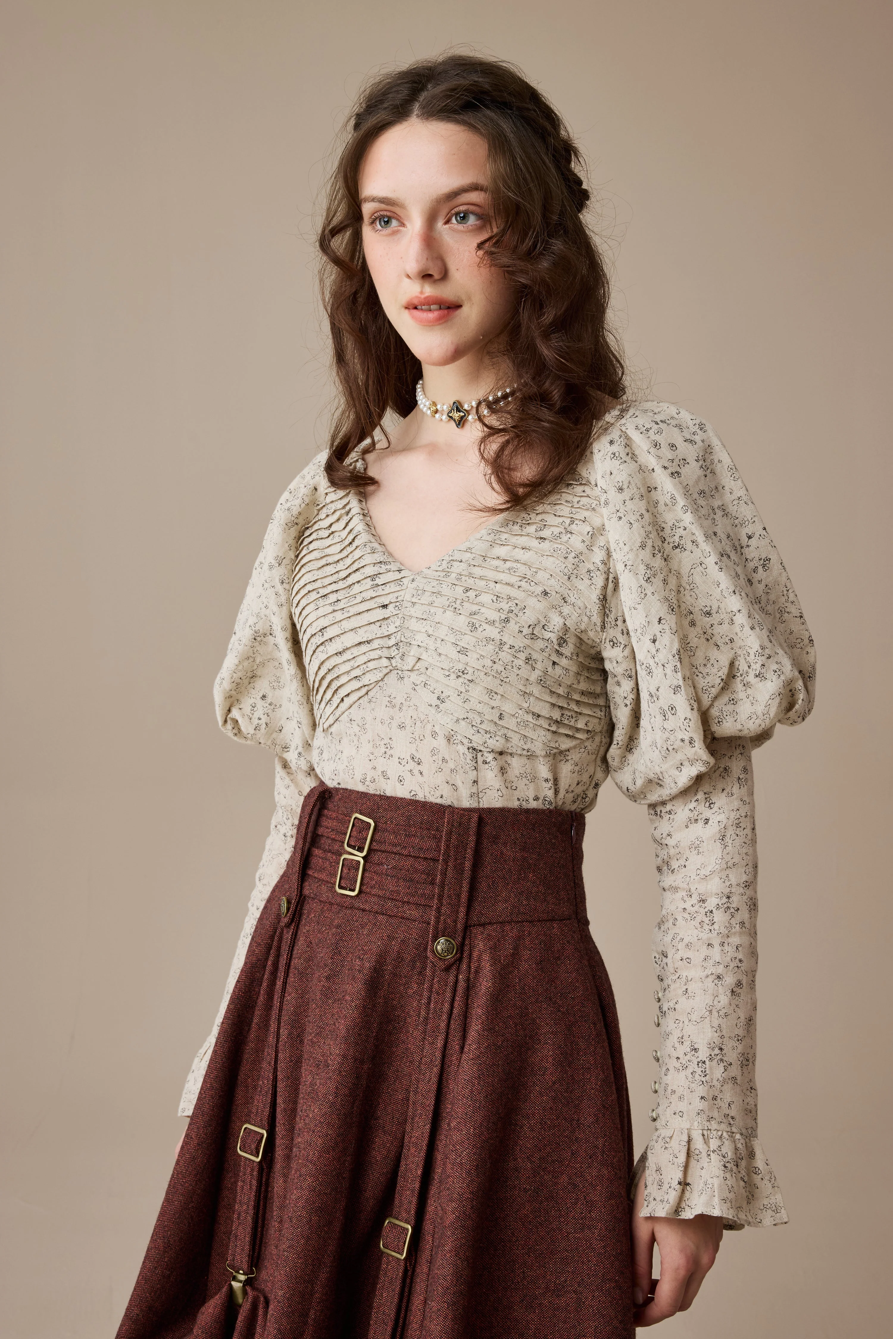 Sonia 33 |pintucked linen blouse - Image 9