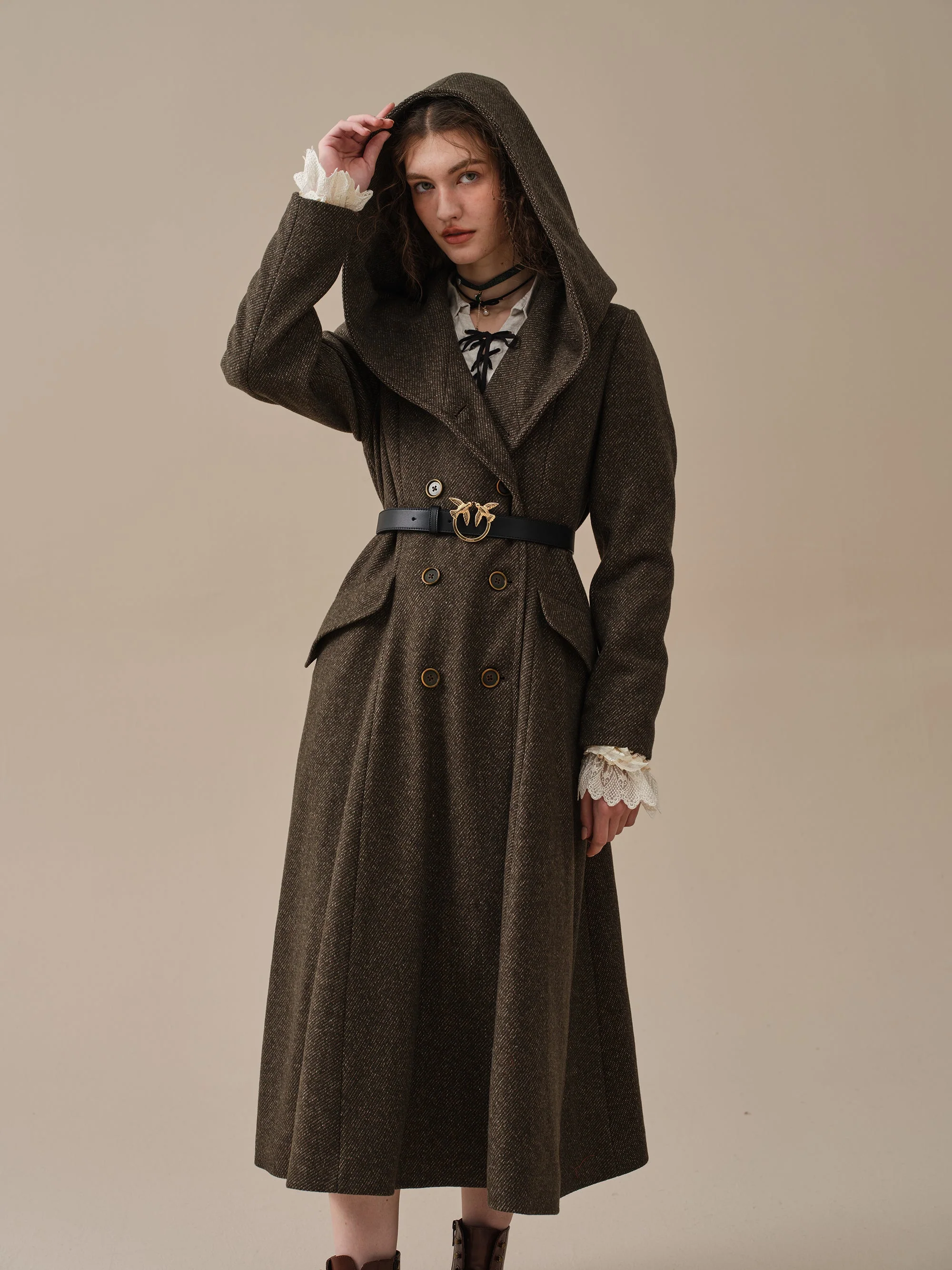 Trista 24 | 100% twill wool hooded coat - Image 14