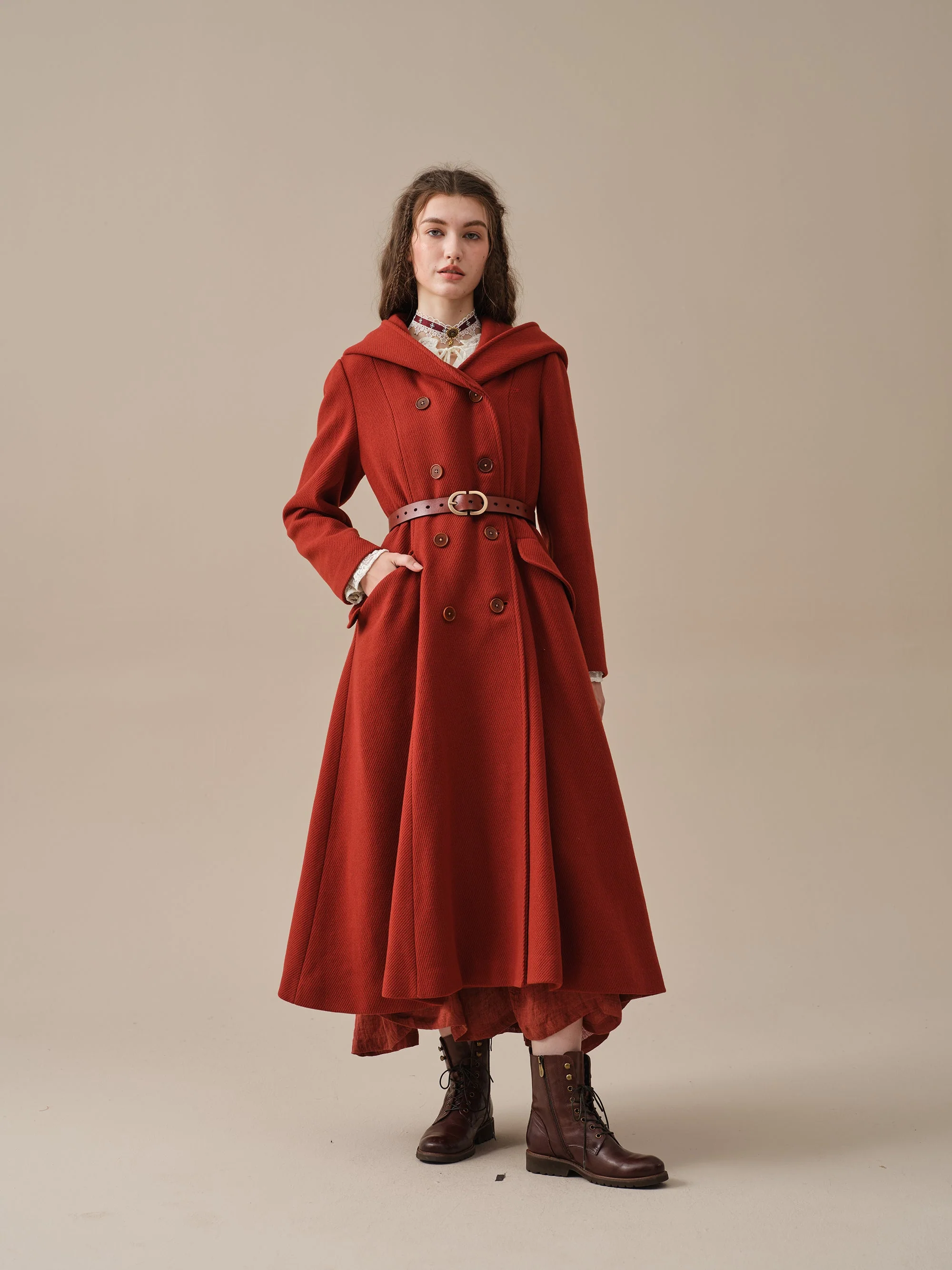 Trista 24 | 100% twill wool hooded coat - Image 24