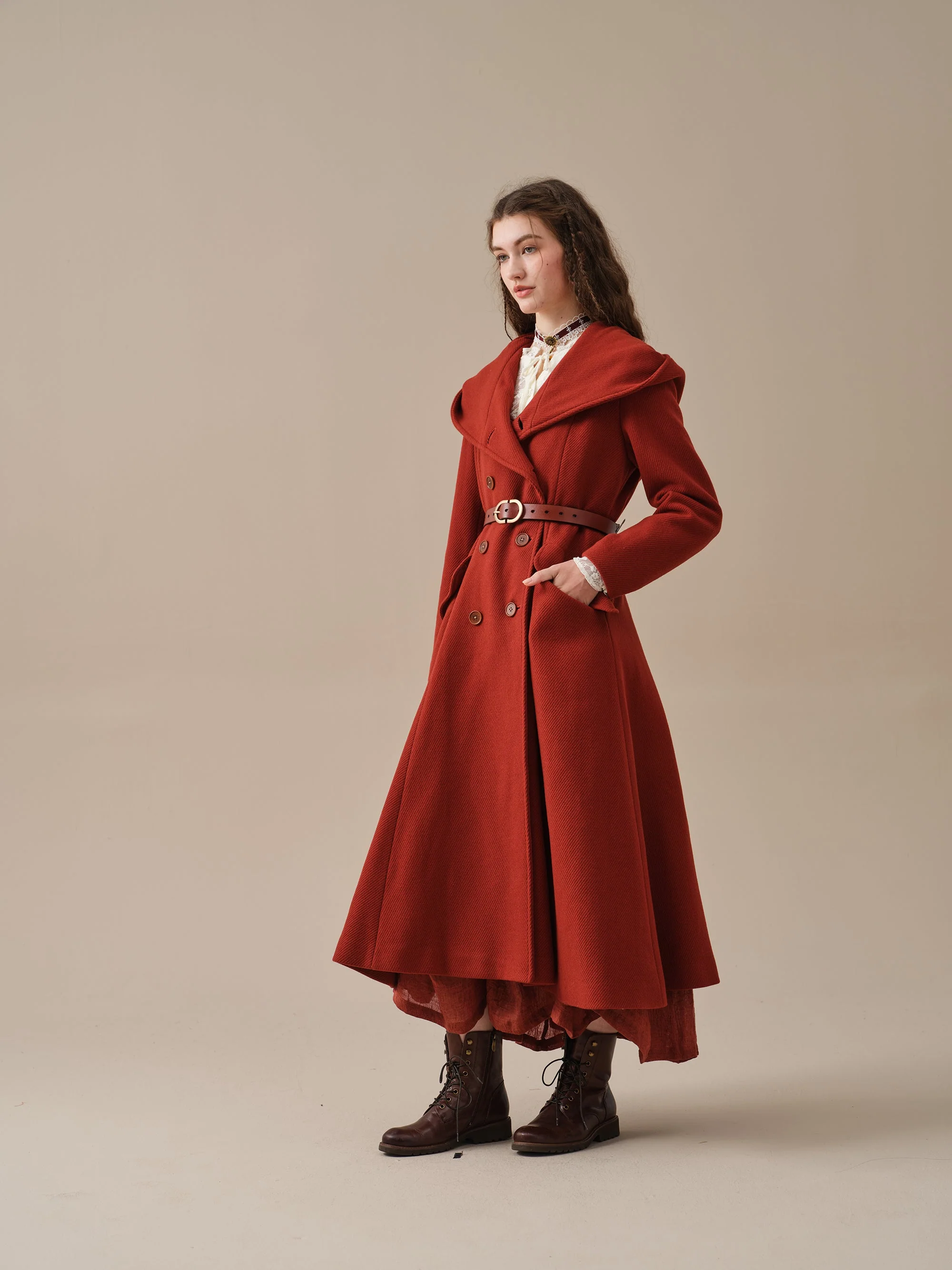 Trista 24 | 100% twill wool hooded coat - Image 25