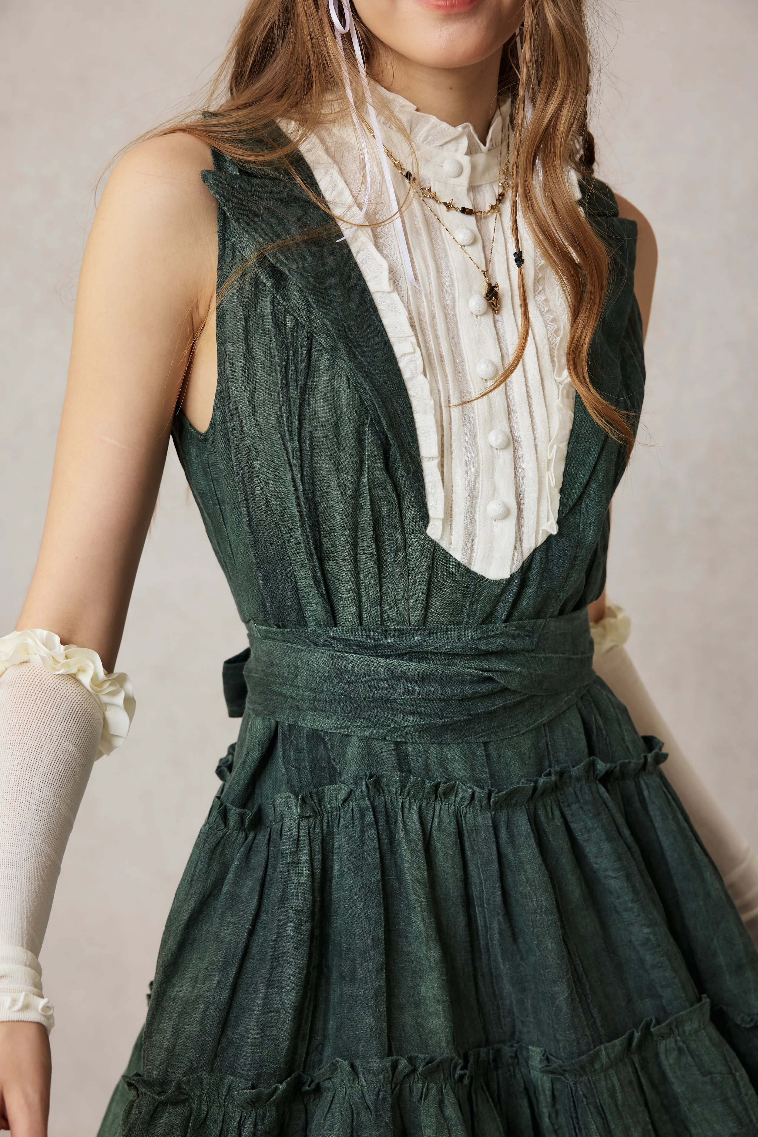 Úrsula 24 | Vintage linen Tiered Dress - Image 3