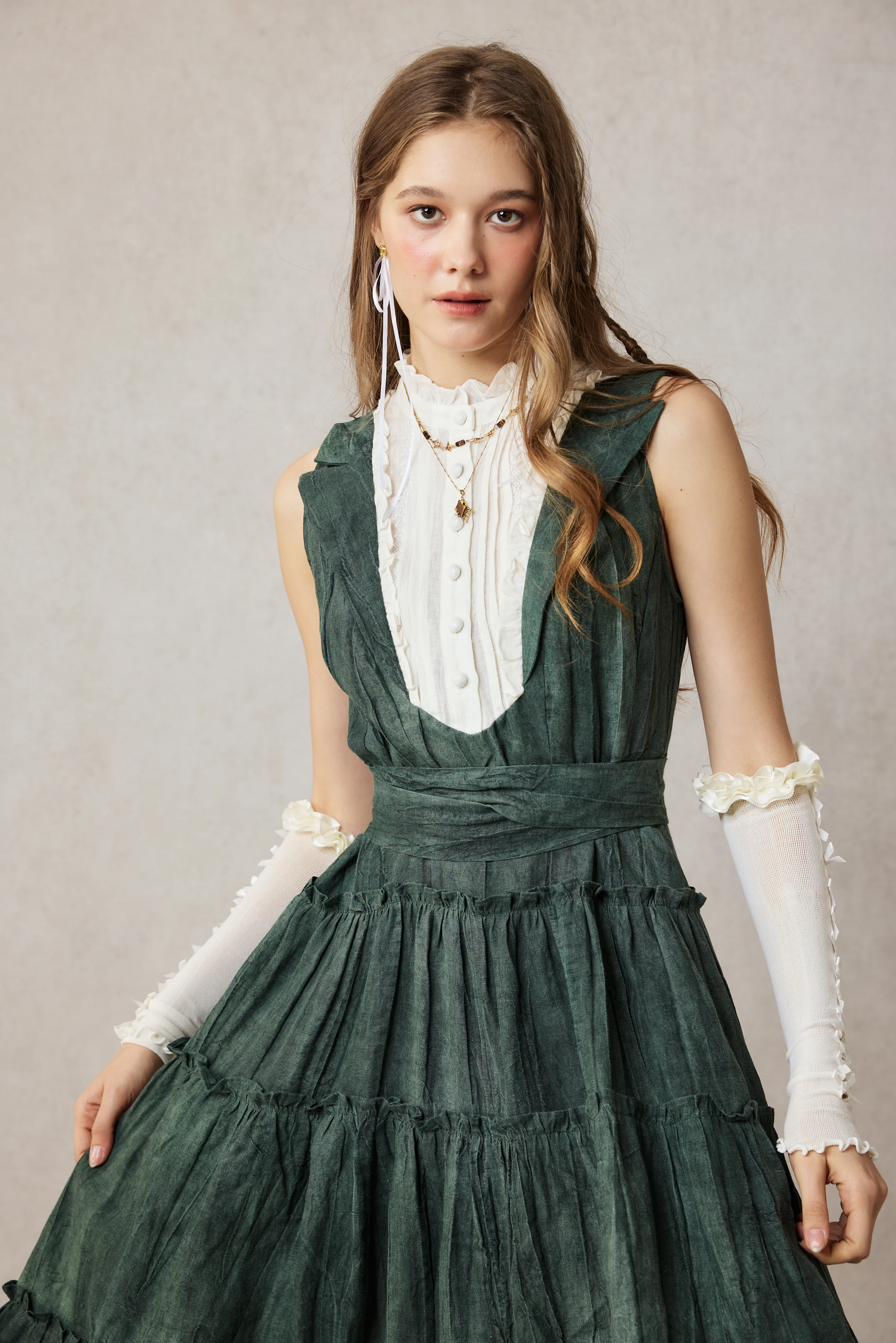 Úrsula 24 | Vintage linen Tiered Dress - Image 4