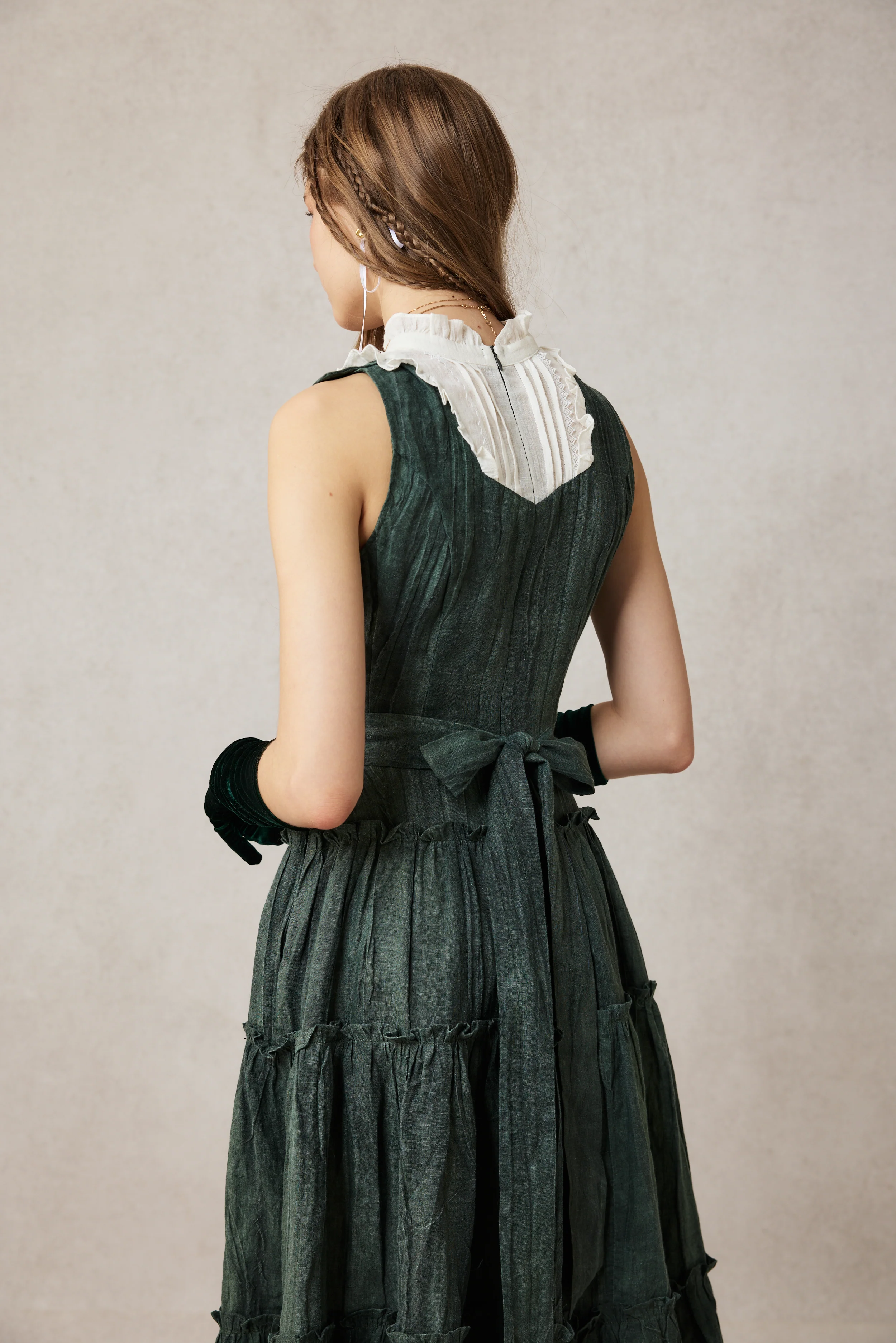 Úrsula 24 | Vintage linen Tiered Dress - Image 8