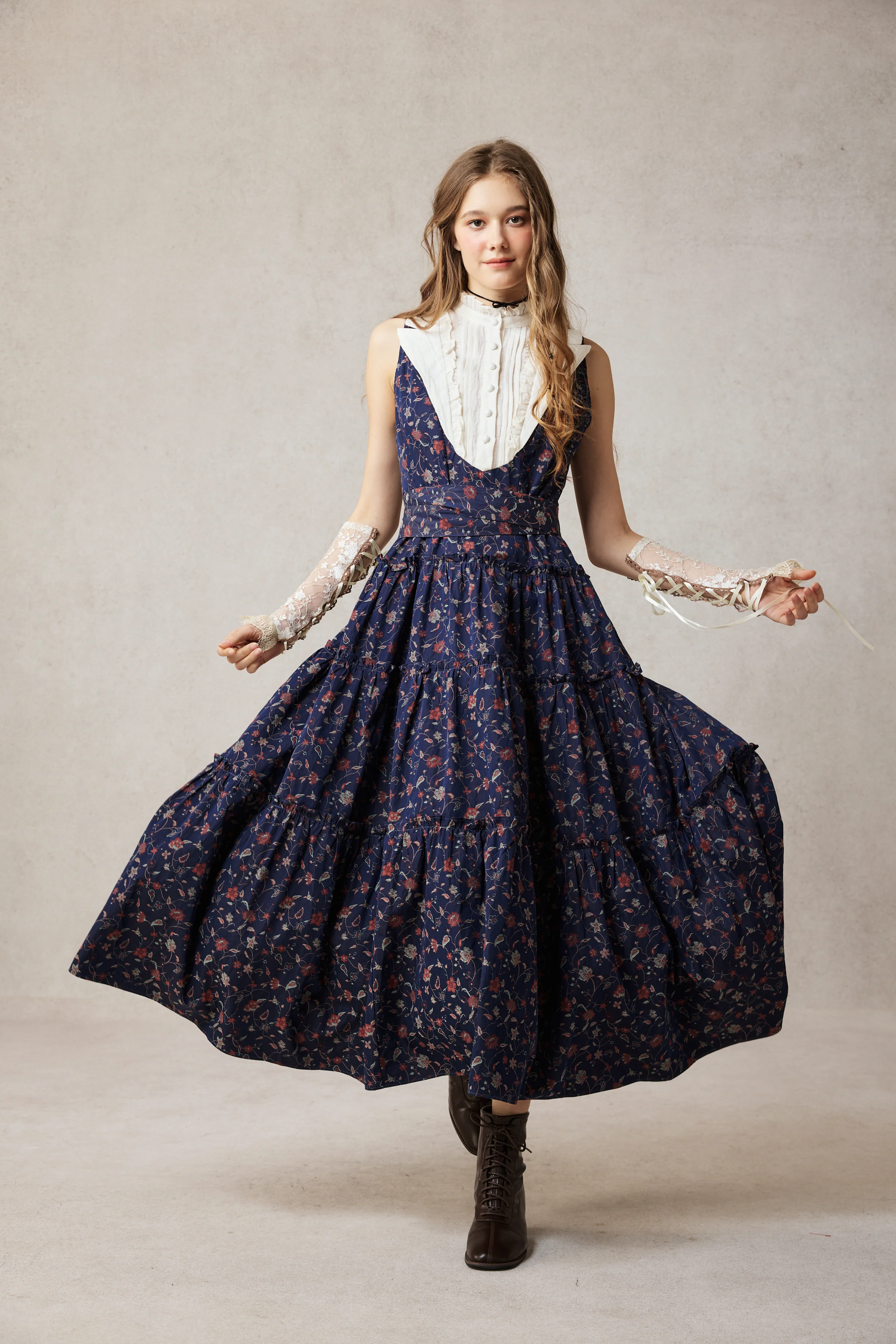 Úrsula 24 | Vintage linen Tiered Dress - Image 14
