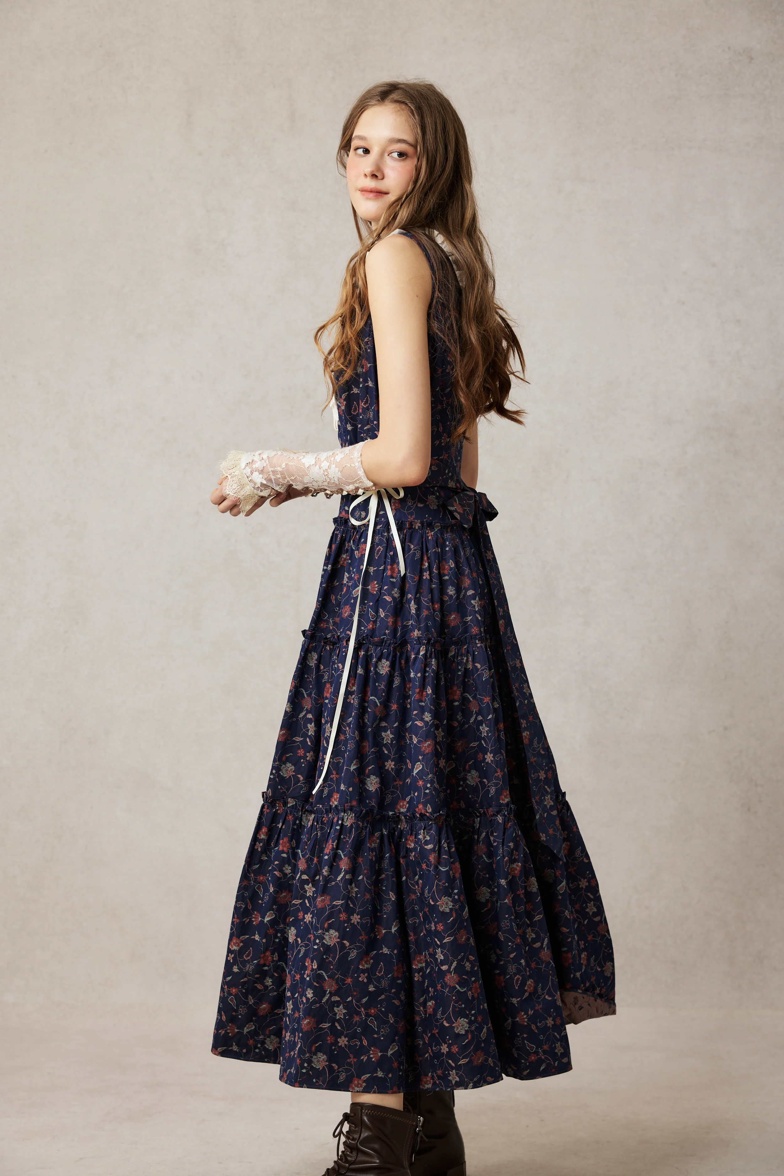 Úrsula 24 | Vintage linen Tiered Dress - Image 15