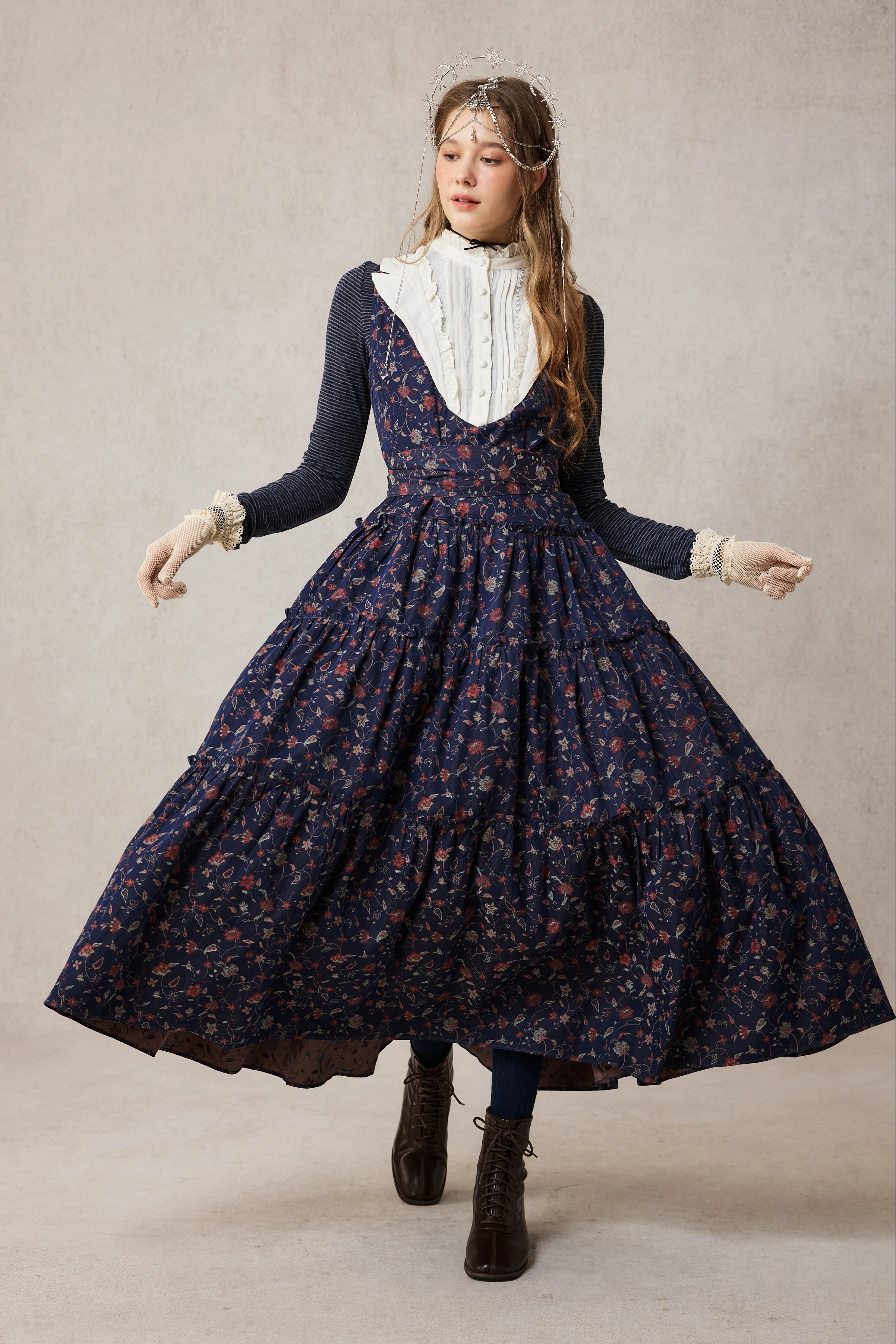 Úrsula 24 | Vintage linen Tiered Dress - Image 3