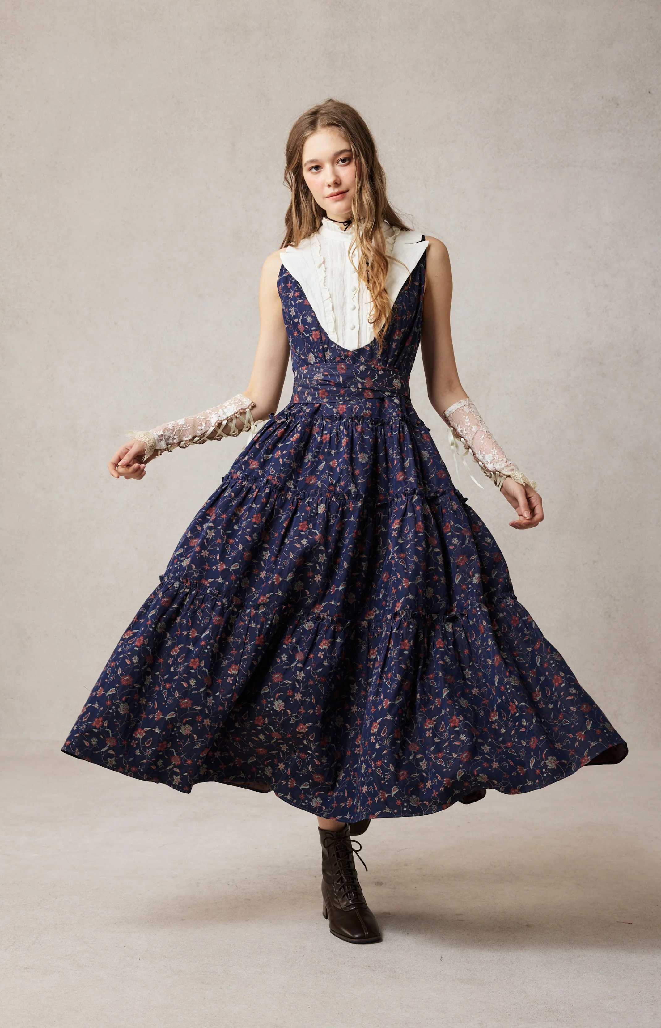 Úrsula 24 | Vintage linen Tiered Dress - Image 8
