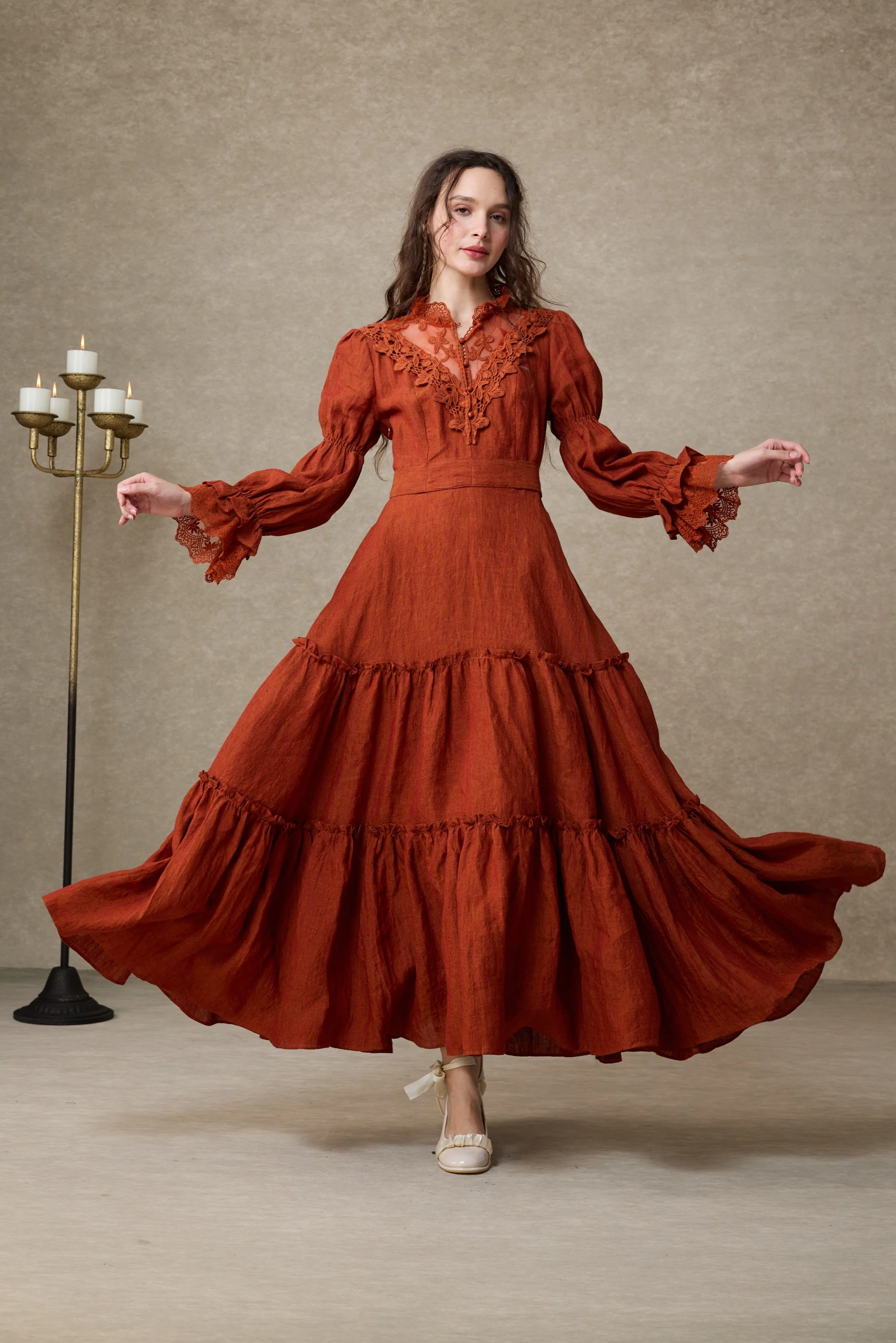 Leona 21 | Lace Maxi Linen Dress - Image 4