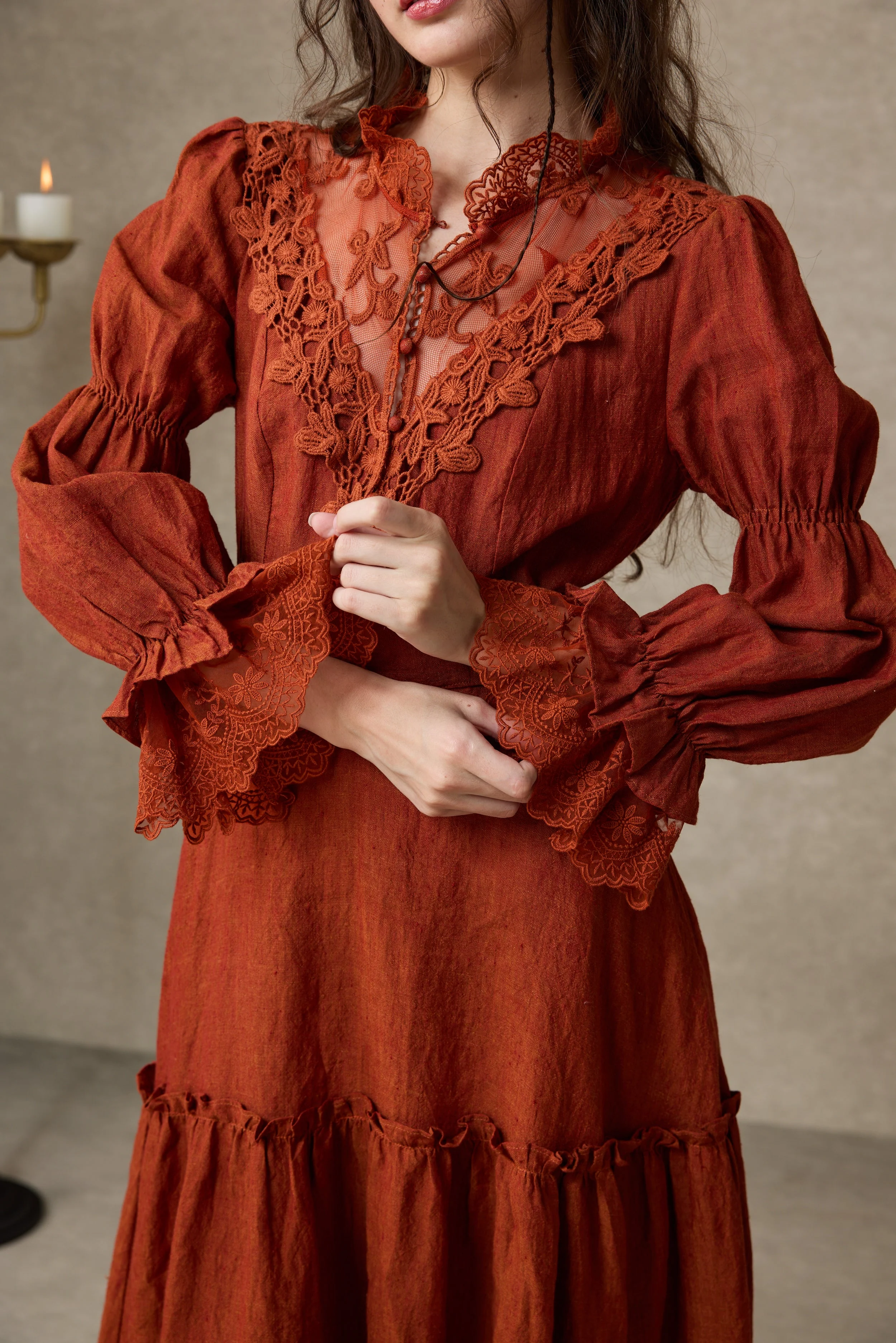 Leona 21 | Lace Maxi Linen Dress - Image 6